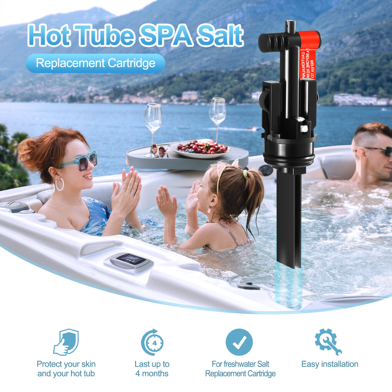 Hot Springs Salt Cartridge Fresh Water Compatible with Hot Springs Hot Tubs, Limelight, Caldera Paradise & Utopia, Freshwater Replacement Salt Cartridge System