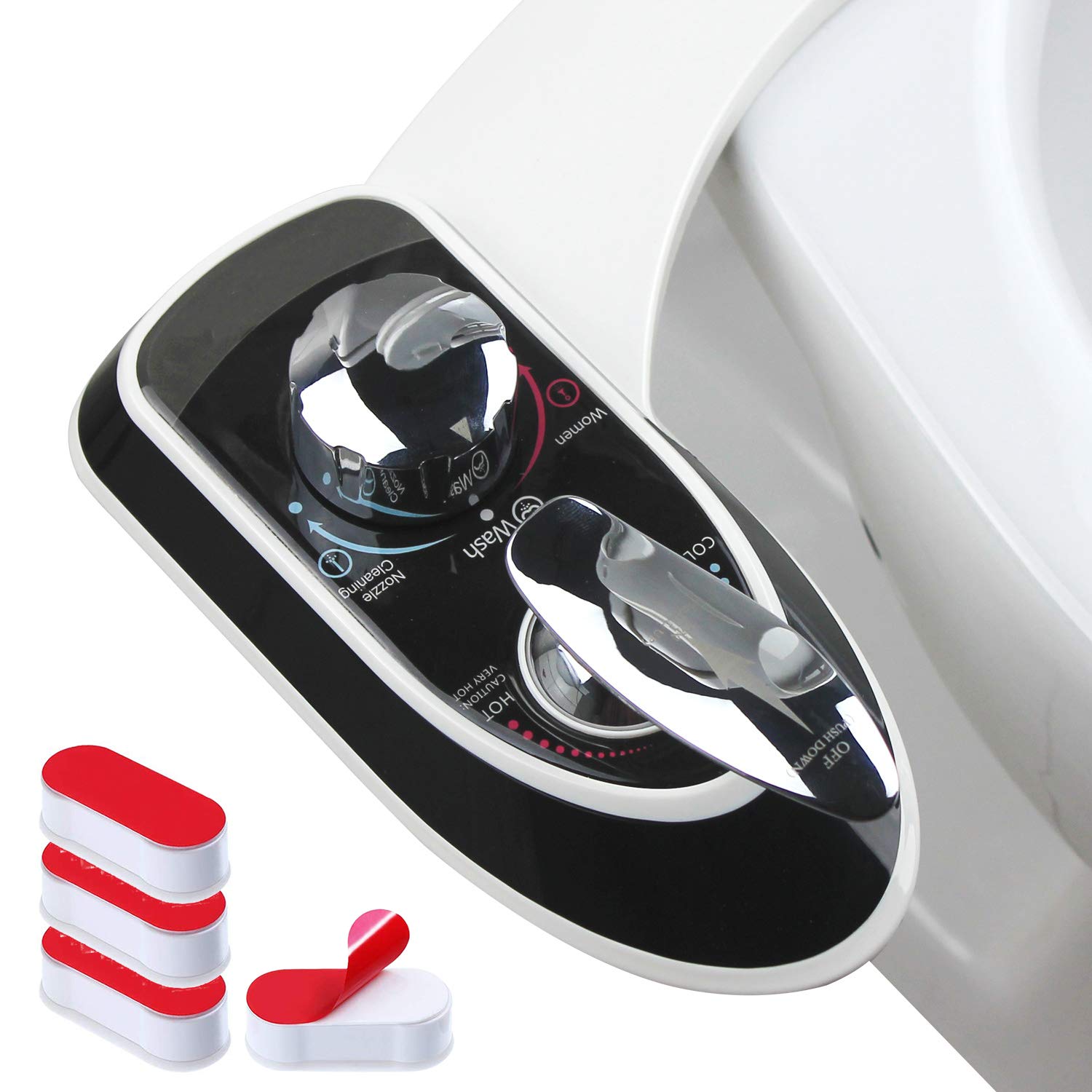 Non-Electric Bidet Toilet Attachment for Sanitary Hot and Cold Water Feminine Wash With Self-cleaning Dual Nozzle
