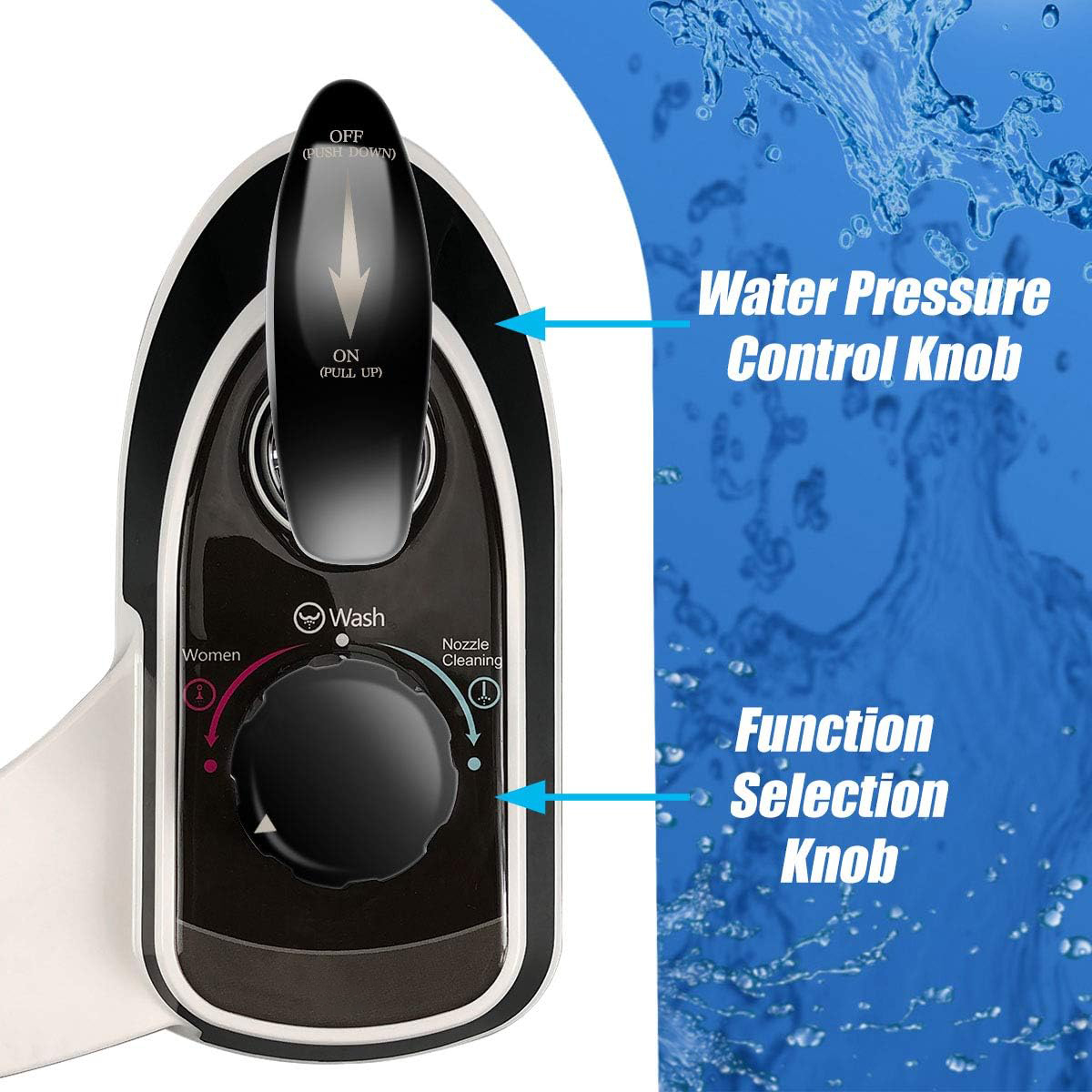 Non-Electric Bidet Toilet Attachment for Sanitary Hot and Cold Water Feminine Wash With Self-cleaning Dual Nozzle