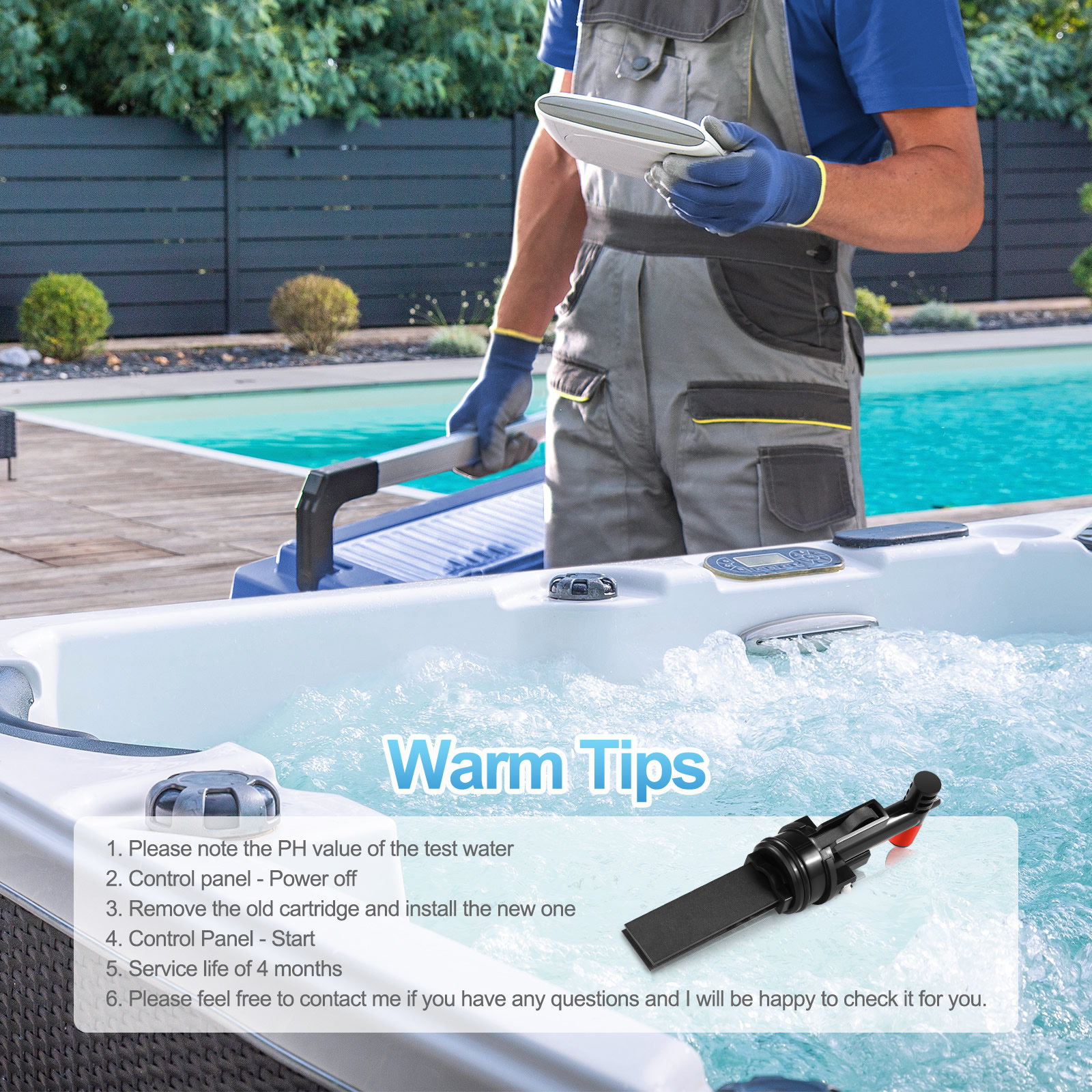 Hot Springs Salt Cartridge Fresh Water Compatible with Hot Springs Hot Tubs, Limelight, Caldera Paradise & Utopia, Freshwater Replacement Salt Cartridge System