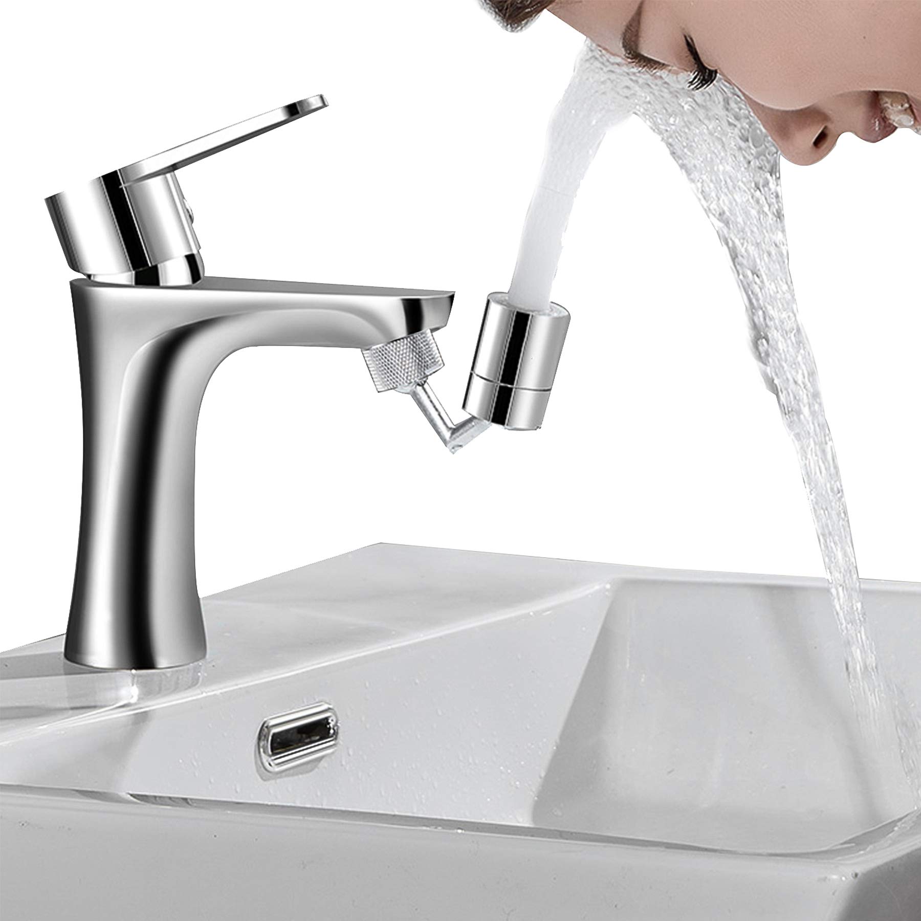 360 Degree Swivel Sink Faucet Aerator, Big Angle High Pressure Large Flow Aerator Dual Function Kitchen Faucet Aerator,55/64 Inch Female Thread Polished Chrome