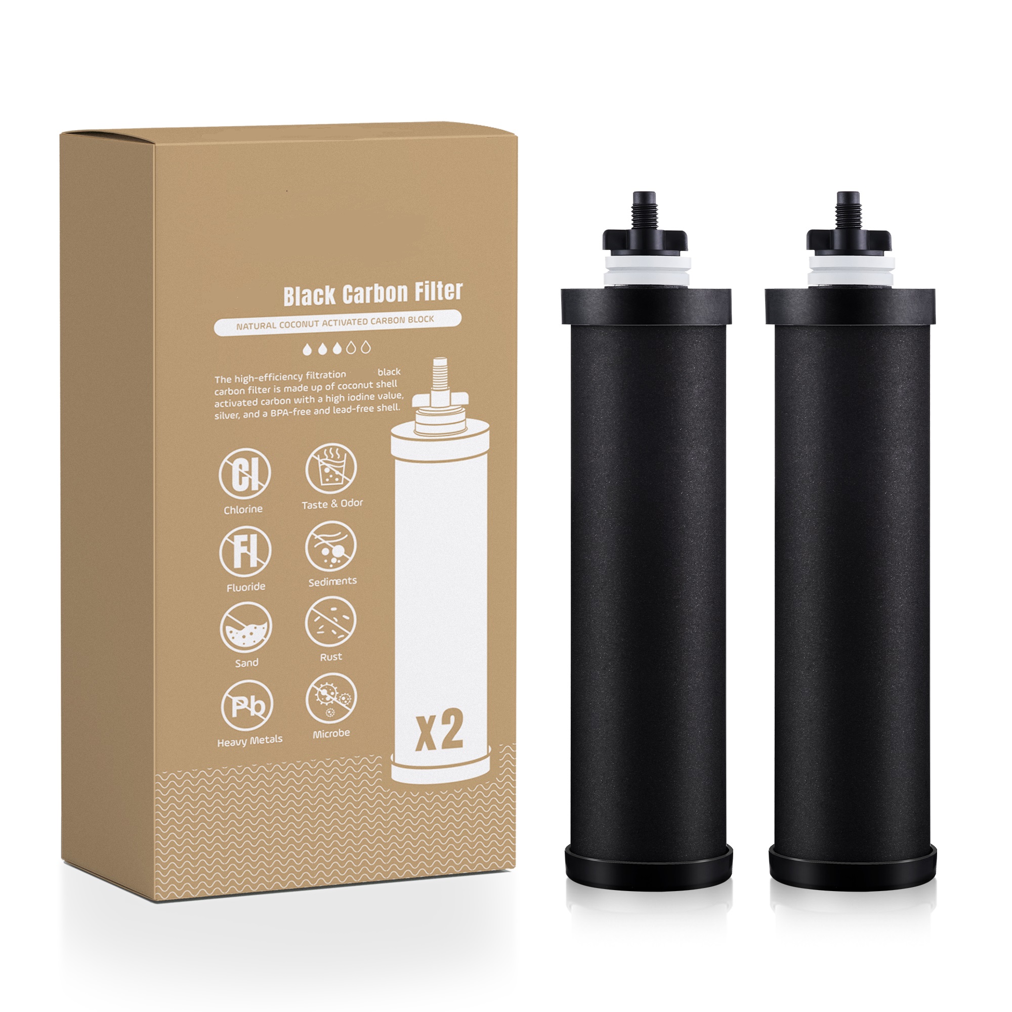 Watens 2.9 Gallon Gravity-fed Water Filter System, Stainless Steel Countertop Filter System with 2 Filters and Stand, Reduce 99% Chlorine