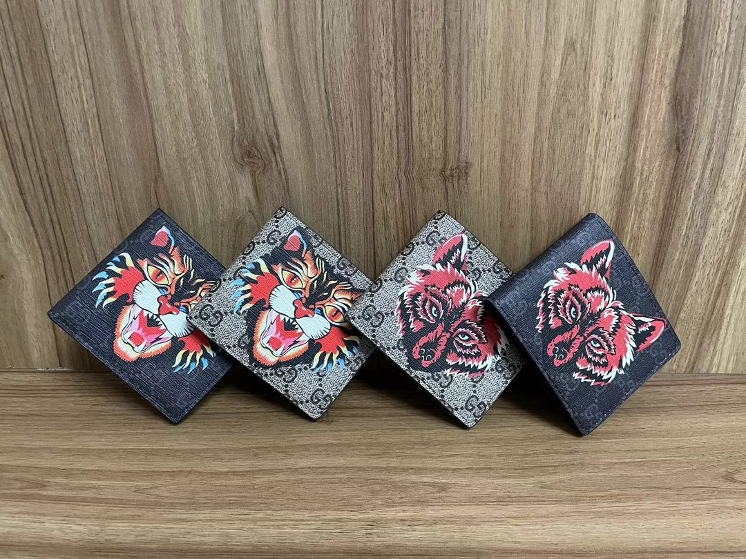 Gucci Tiger Wolf Animal Monogram Bifold Wallet