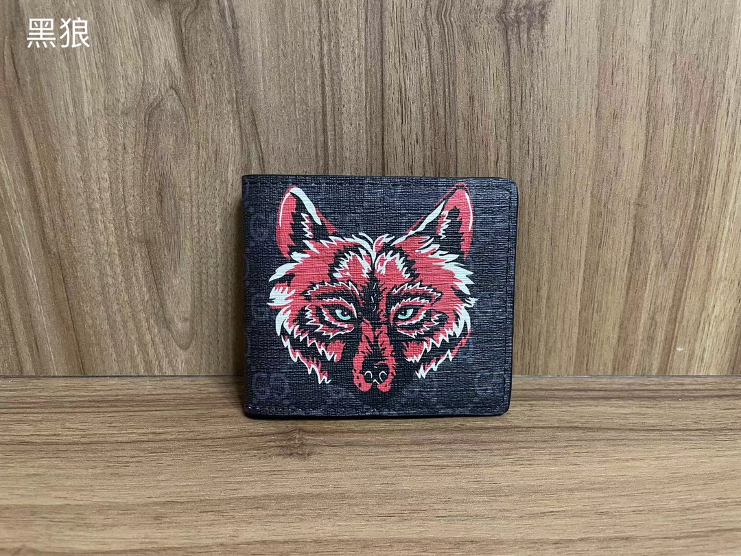 Gucci Tiger Wolf Animal Monogram Bifold Wallet
