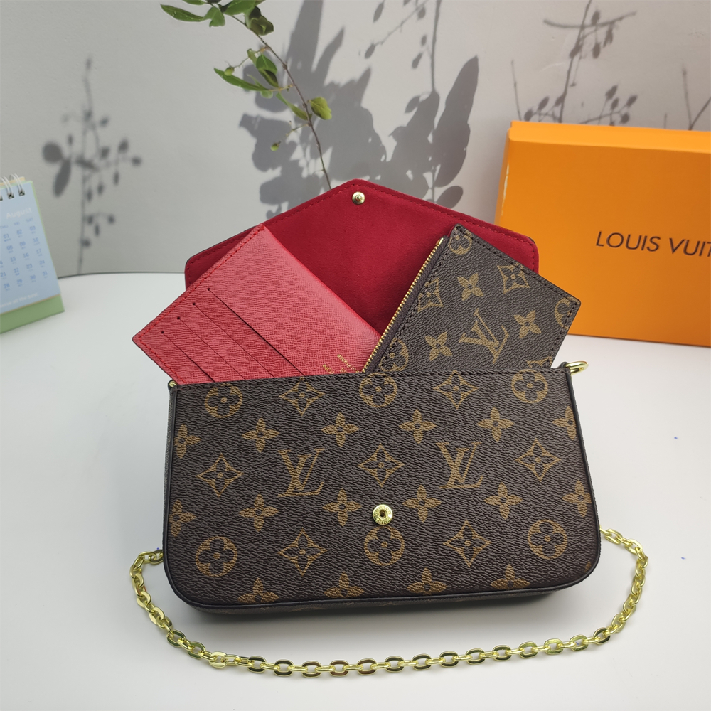 LV Félicie Pochette Monogram Canvas Fuchsia Crossbody Bag