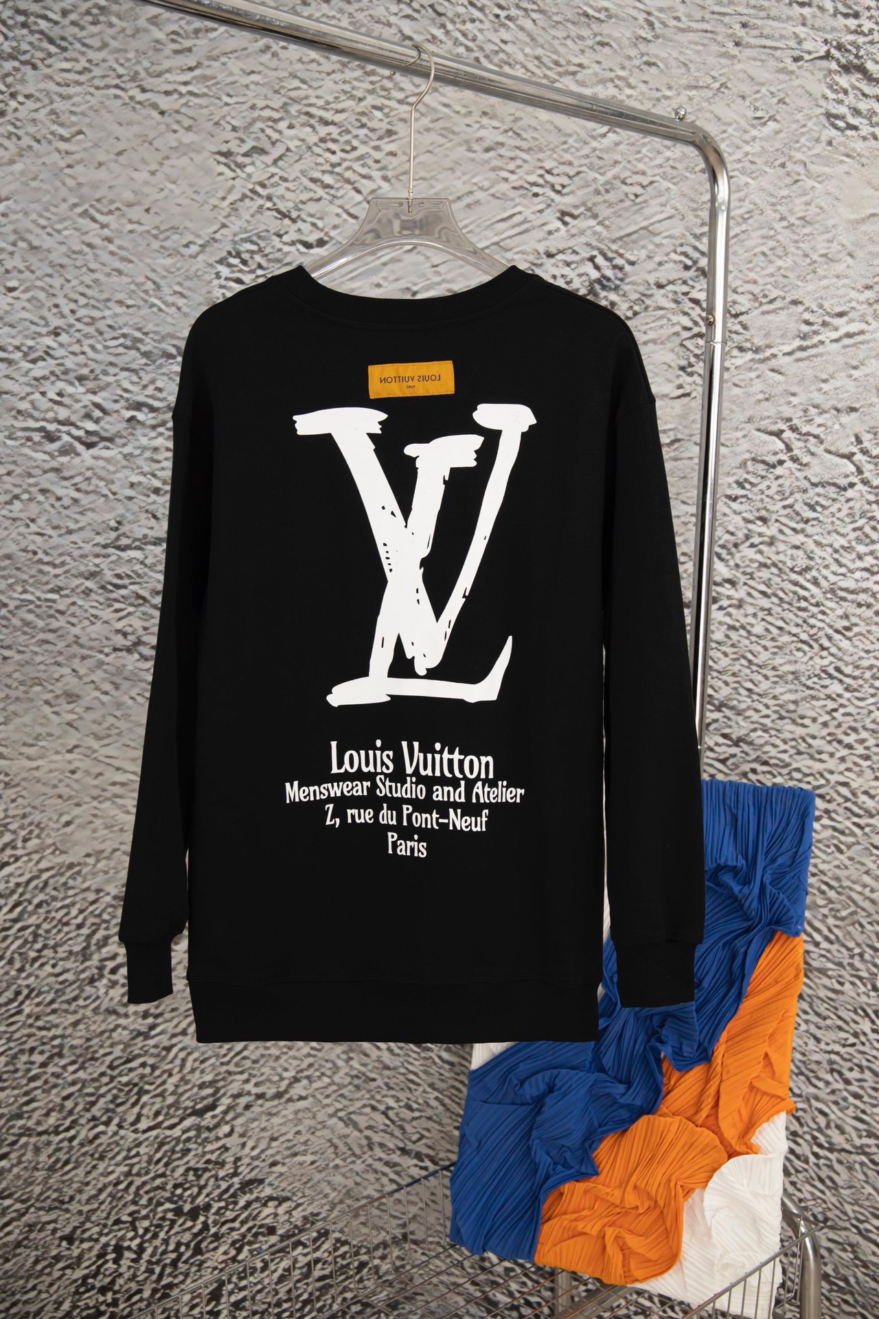 LV large Logo printed crew neck hoodie