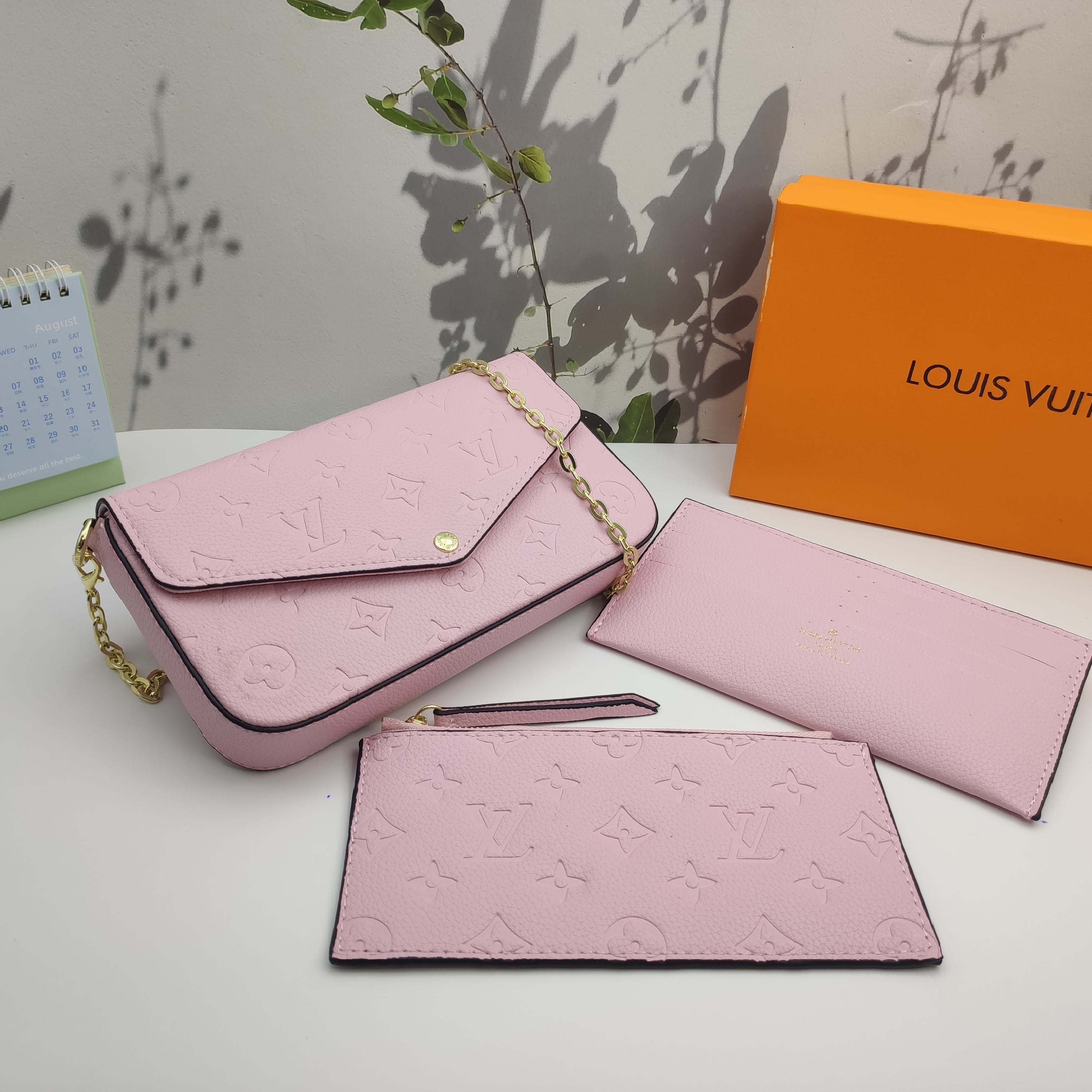 LV Félicie Pochette Monogram Canvas Fuchsia Crossbody Bag