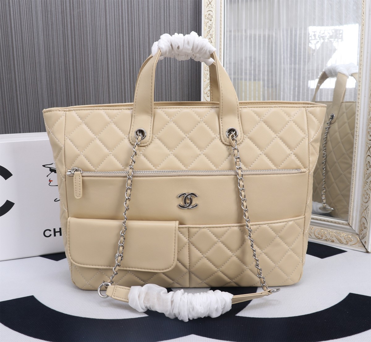 Top VersionChanel 23p full leather shopping bag