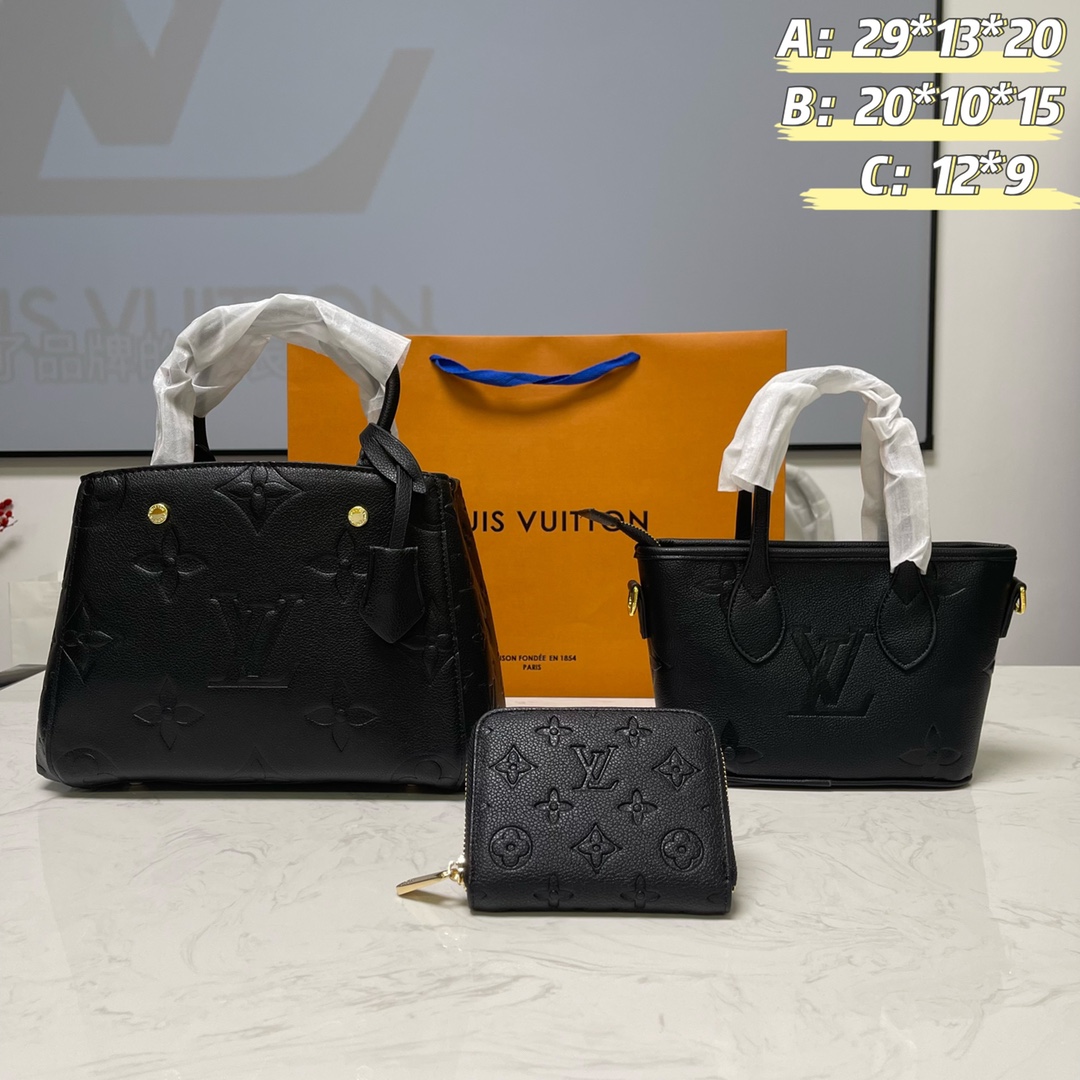 LV Combination outfit High-quality tote bag+handbag+wallet set