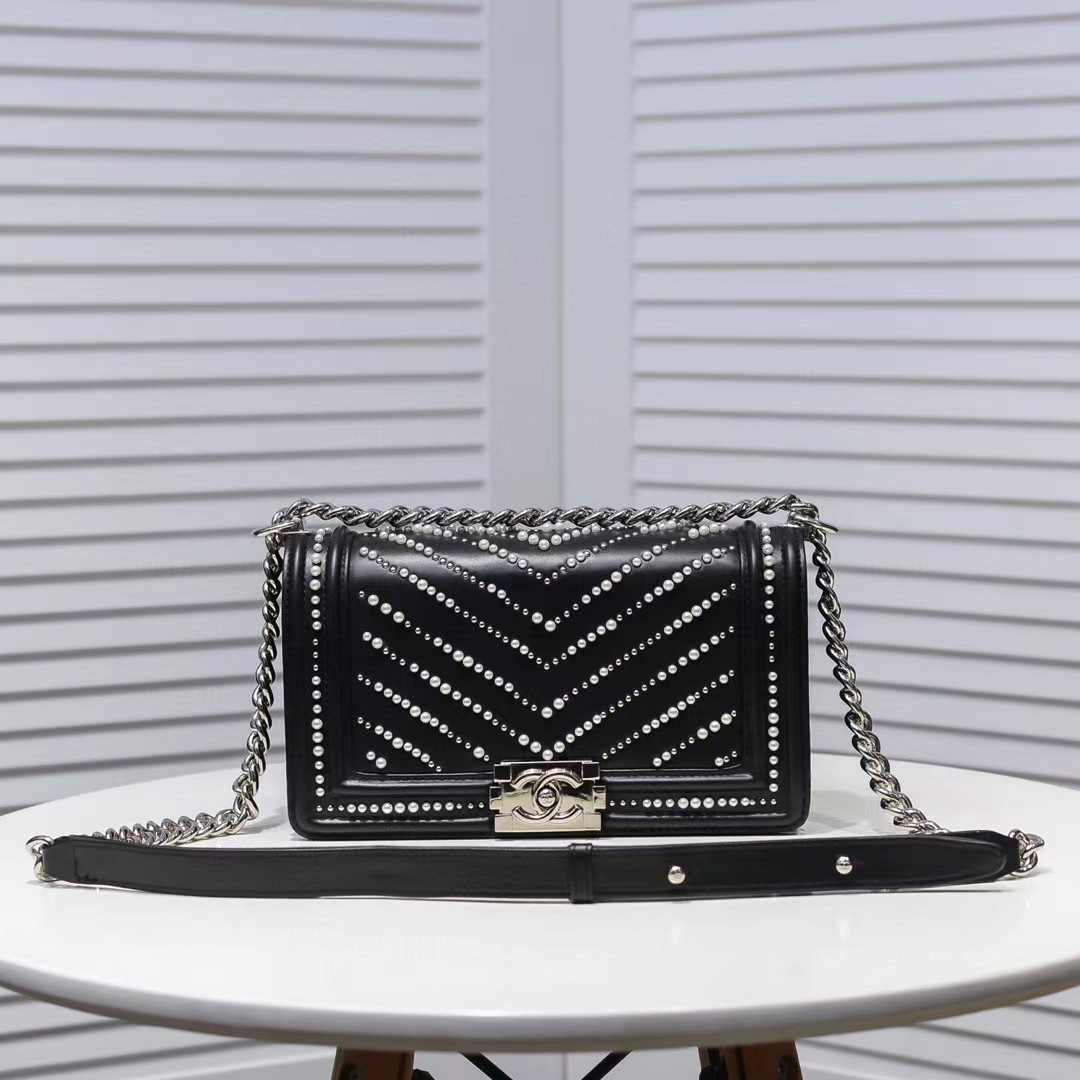 CHANEL 20 Leboy Embroidered Mini Bag with Chevron Pearl