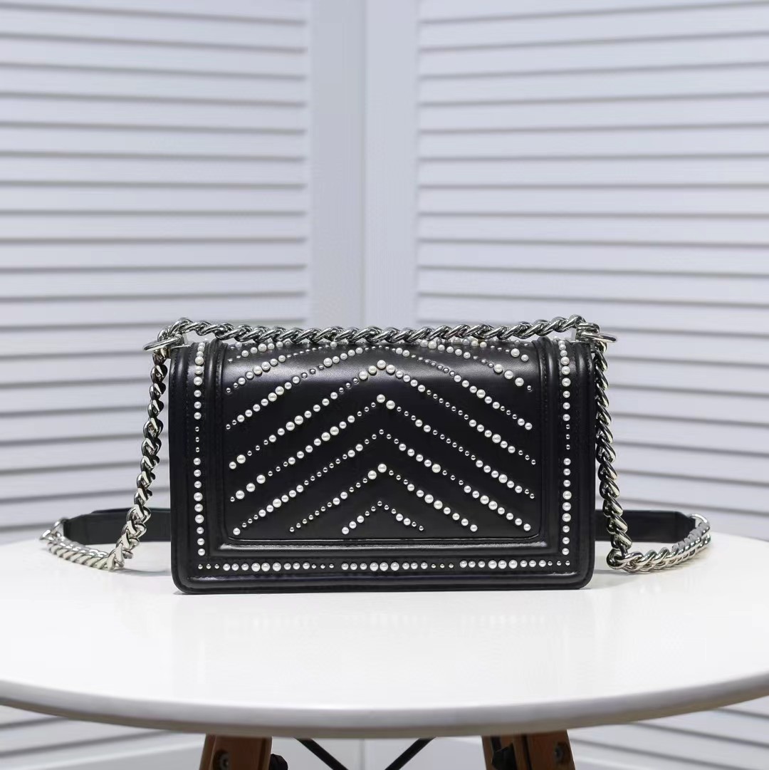 CHANEL 20 Leboy Embroidered Mini Bag with Chevron Pearl