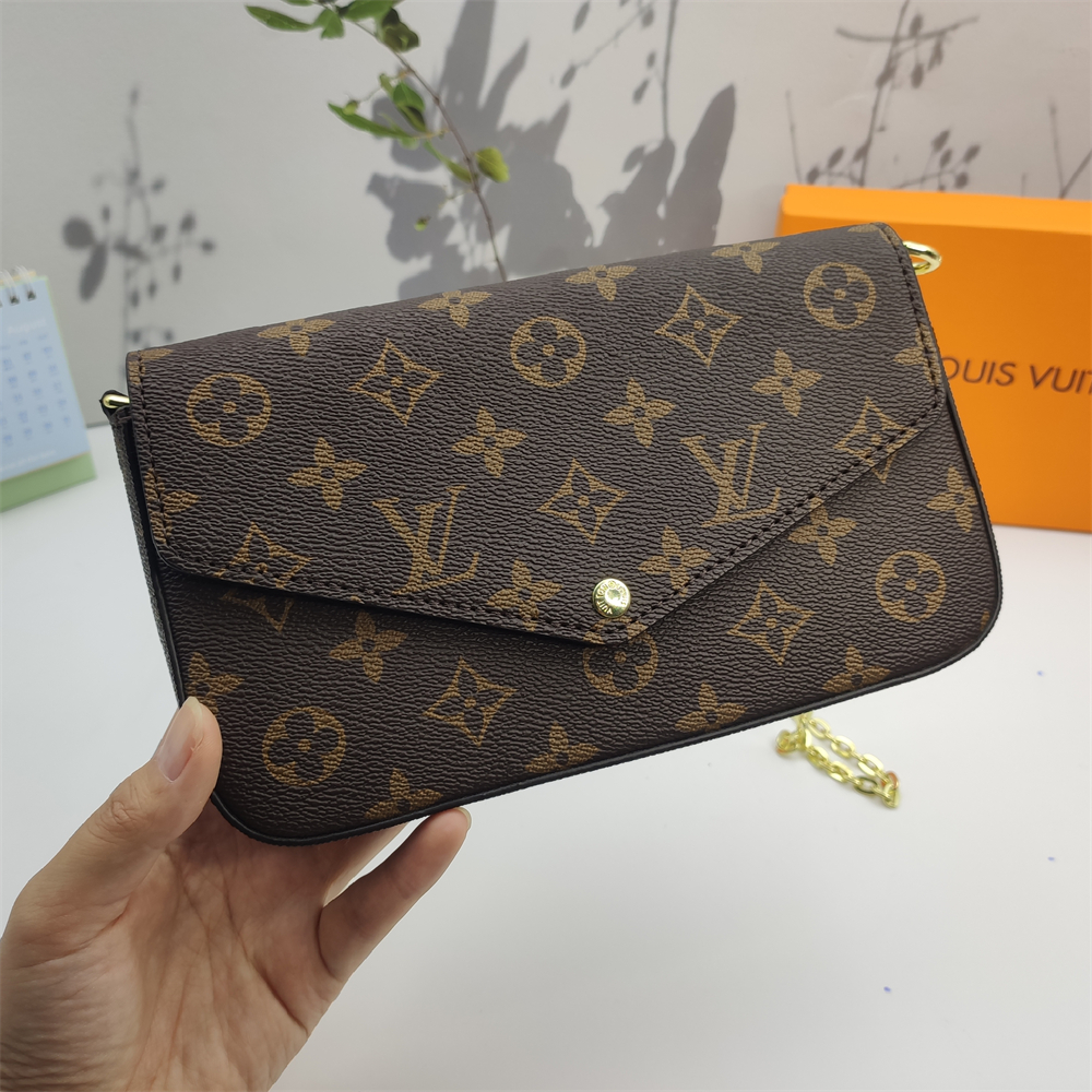 LV Félicie Pochette Monogram Canvas Fuchsia Crossbody Bag