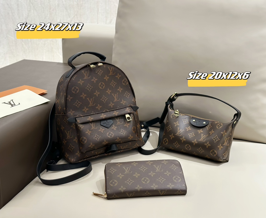 LV backpack three piece combination set