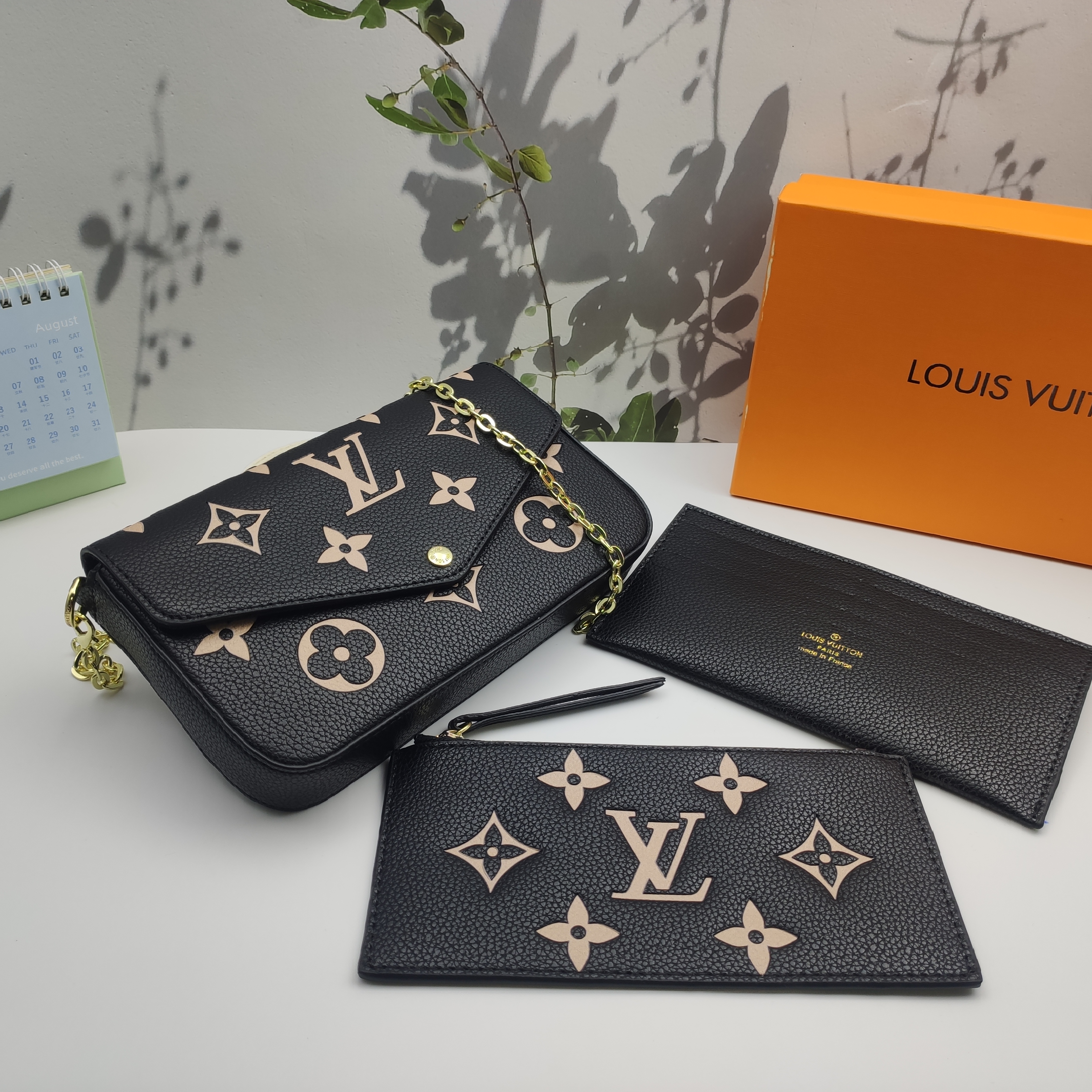 LV Félicie Pochette Monogram Canvas Fuchsia Crossbody Bag