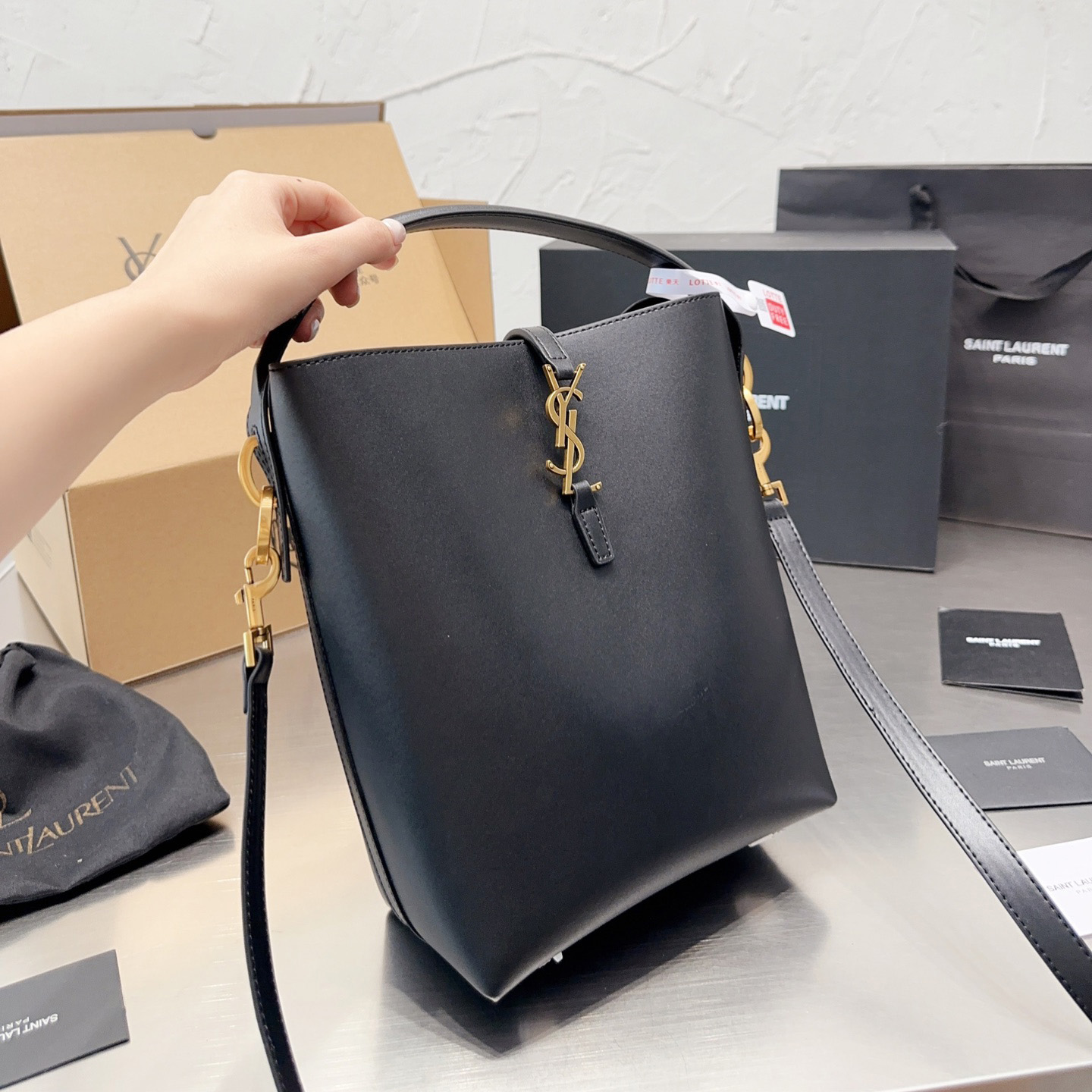 YSL bucket chain crossbody bag