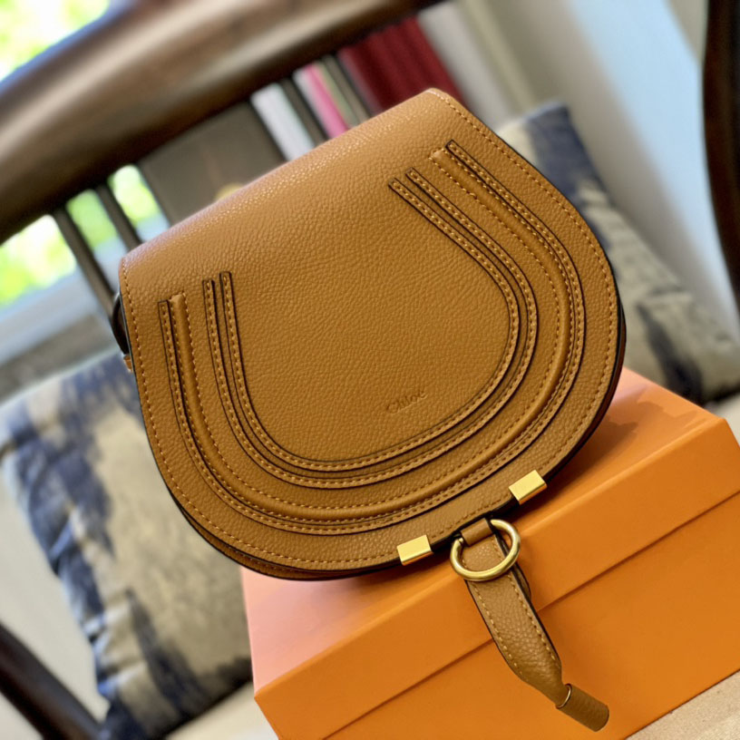 CHLOE'   MARCIE Marcie Small leather shoulder bag with logo engraving