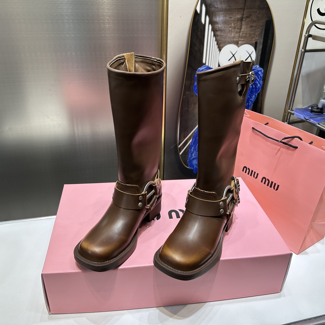 Miumiu Coarse heeled boots Martin boots