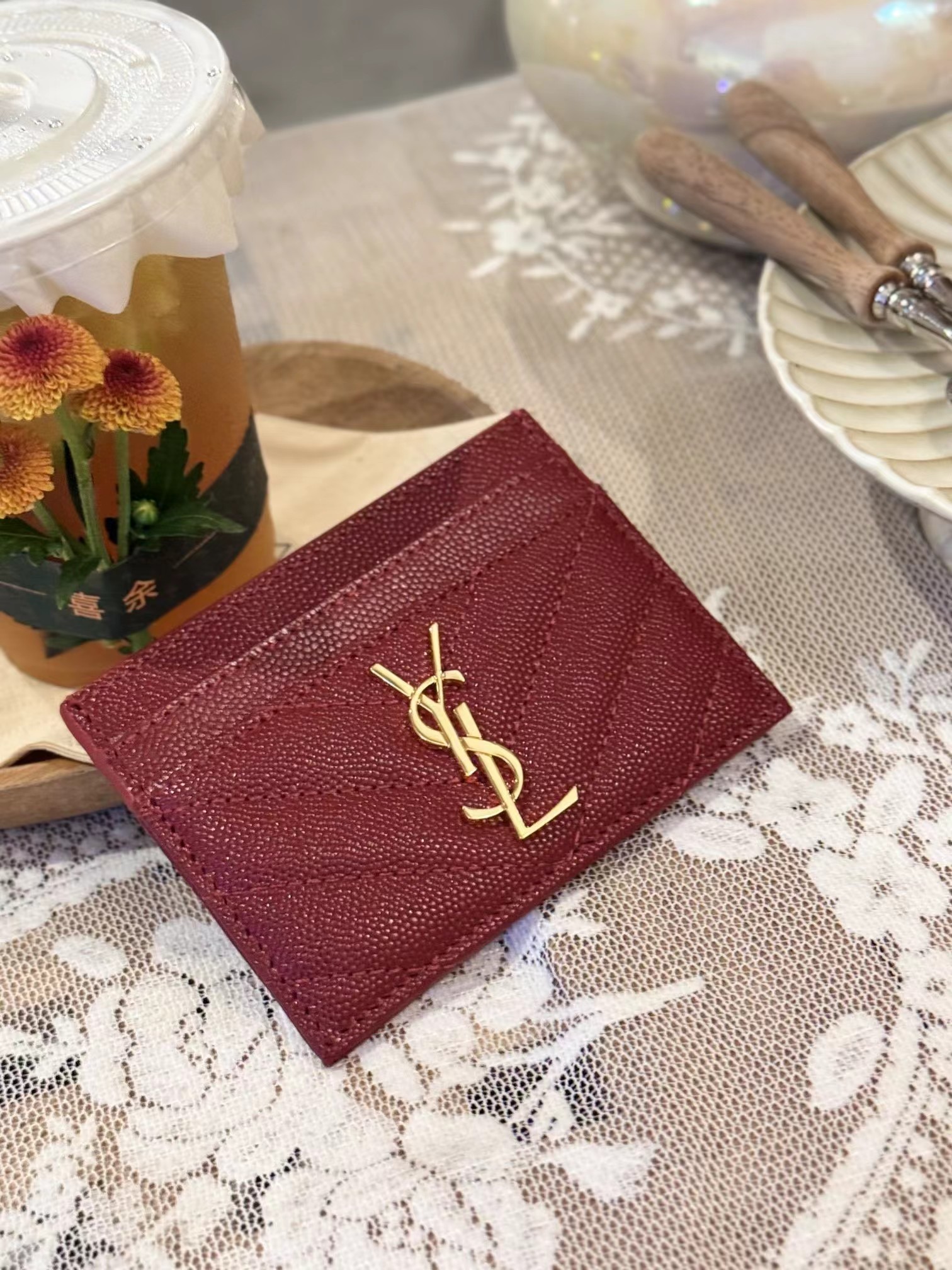 YSL Small Wallet Sheepskin Leather