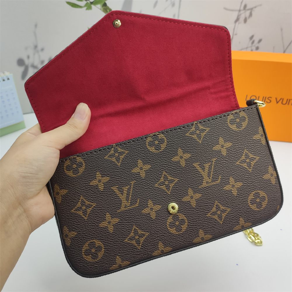 LV Félicie Pochette Monogram Canvas Fuchsia Crossbody Bag