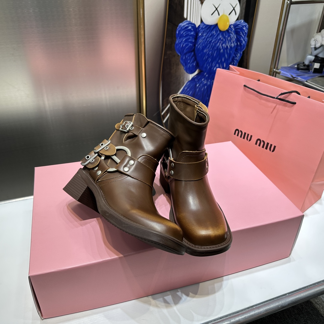 Miumiu Coarse heeled boots Martin boots