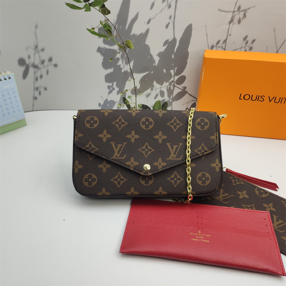 LV Félicie Pochette Monogram Canvas Fuchsia Crossbody Bag