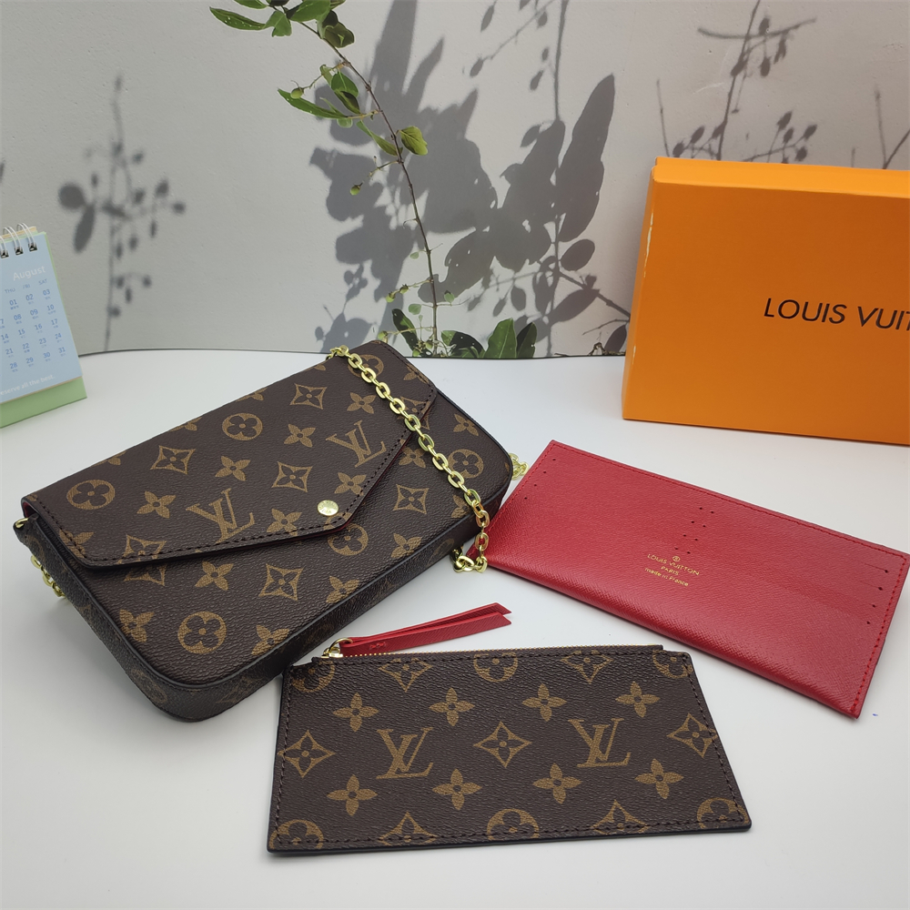 LV Félicie Pochette Monogram Canvas Fuchsia Crossbody Bag
