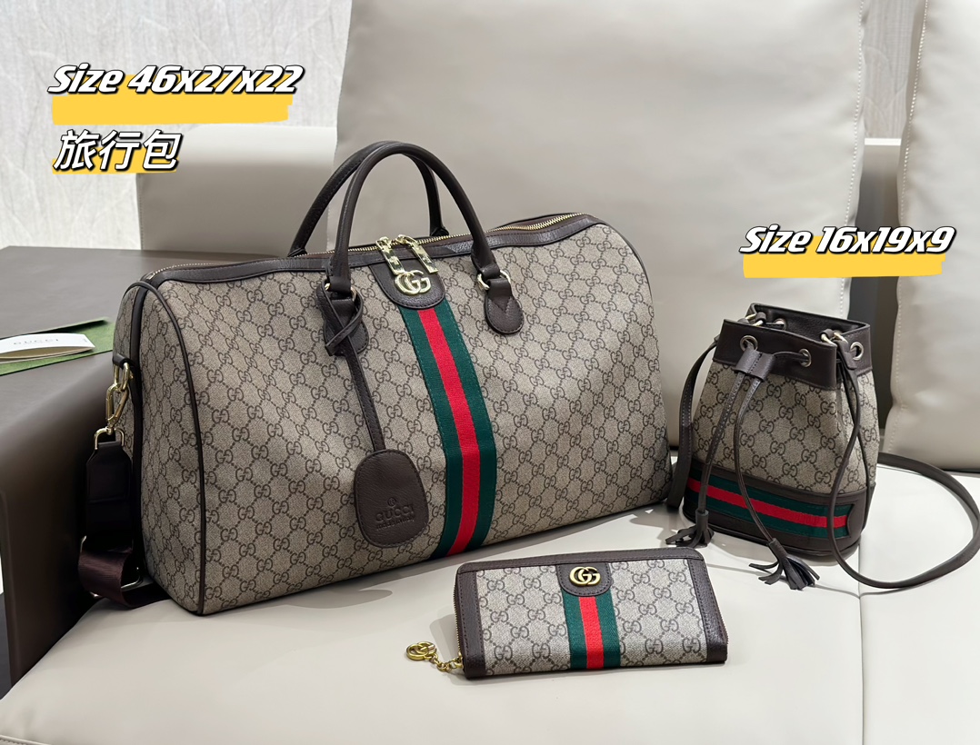 Gucci neverfull totebag three piece set