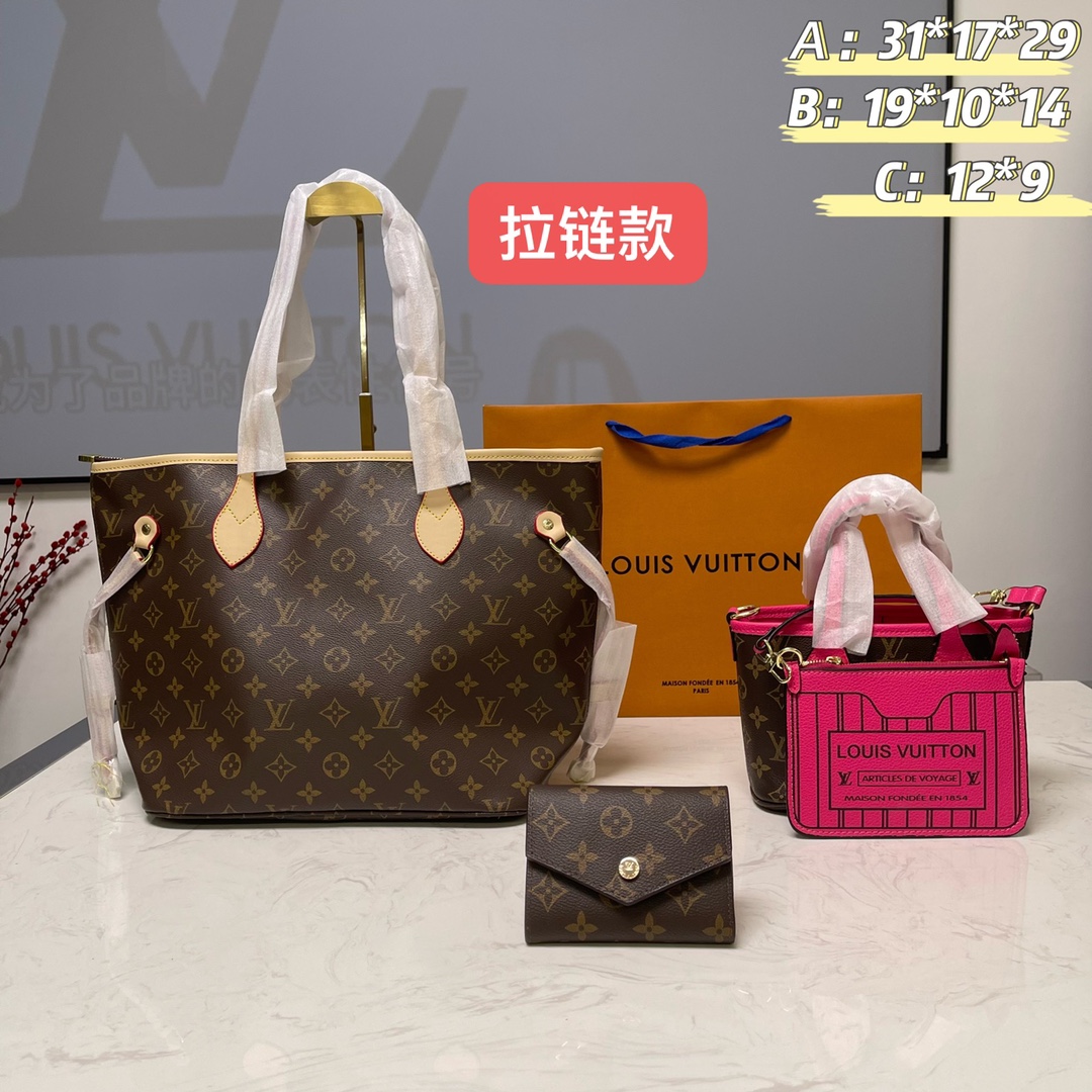 New 2024 LV neverfull+basket+wallet combination set