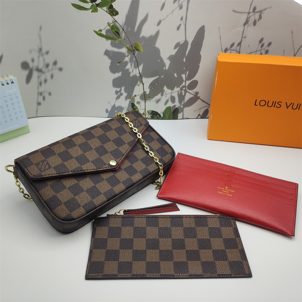 LV Félicie Pochette Monogram Canvas Fuchsia Crossbody Bag
