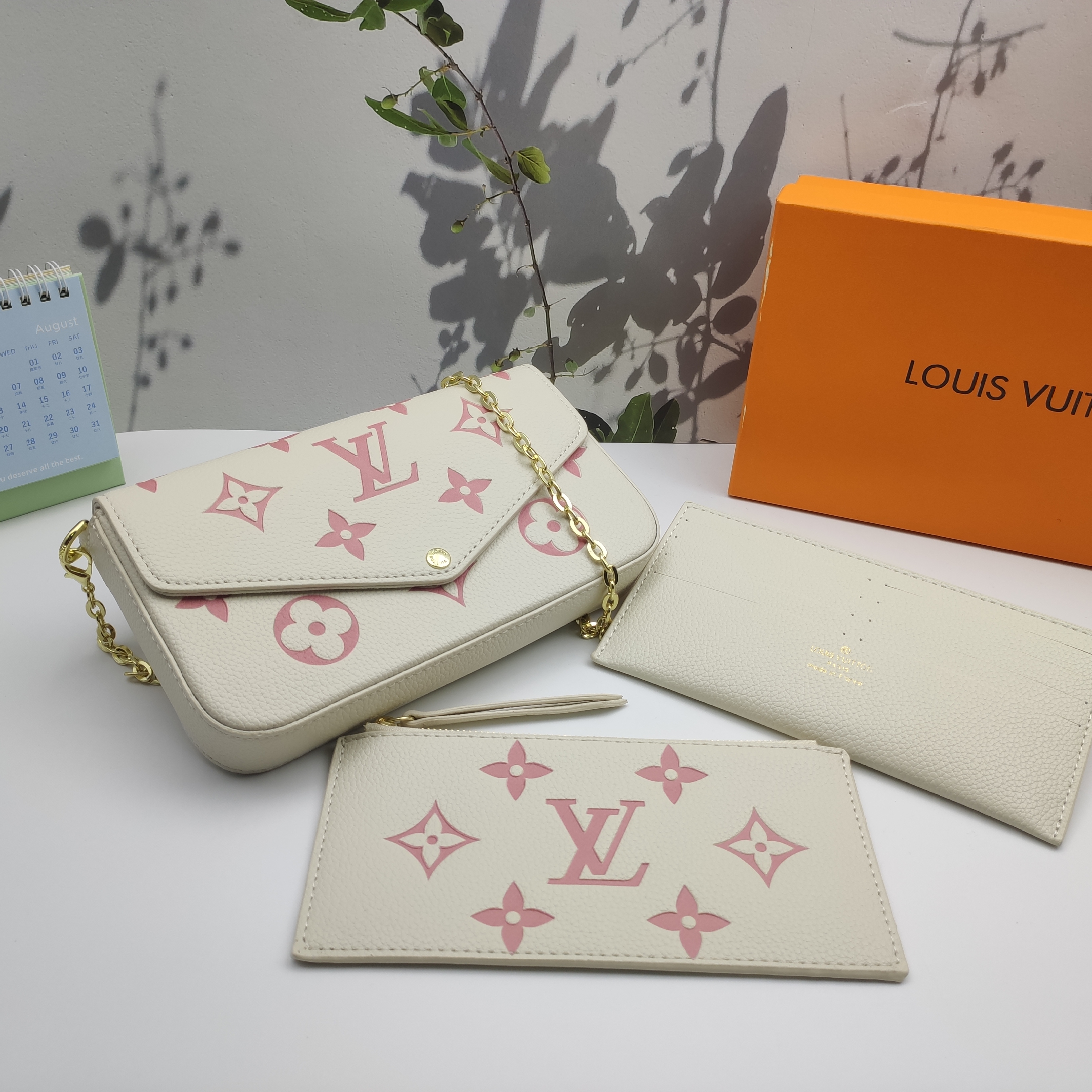 LV Félicie Pochette Monogram Canvas Fuchsia Crossbody Bag