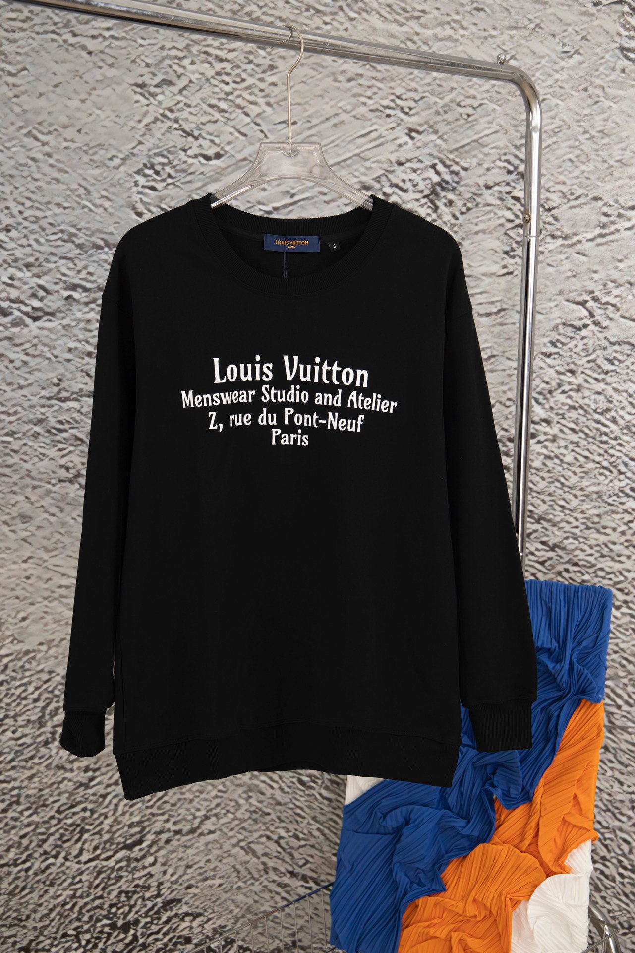 LV large Logo printed crew neck hoodie