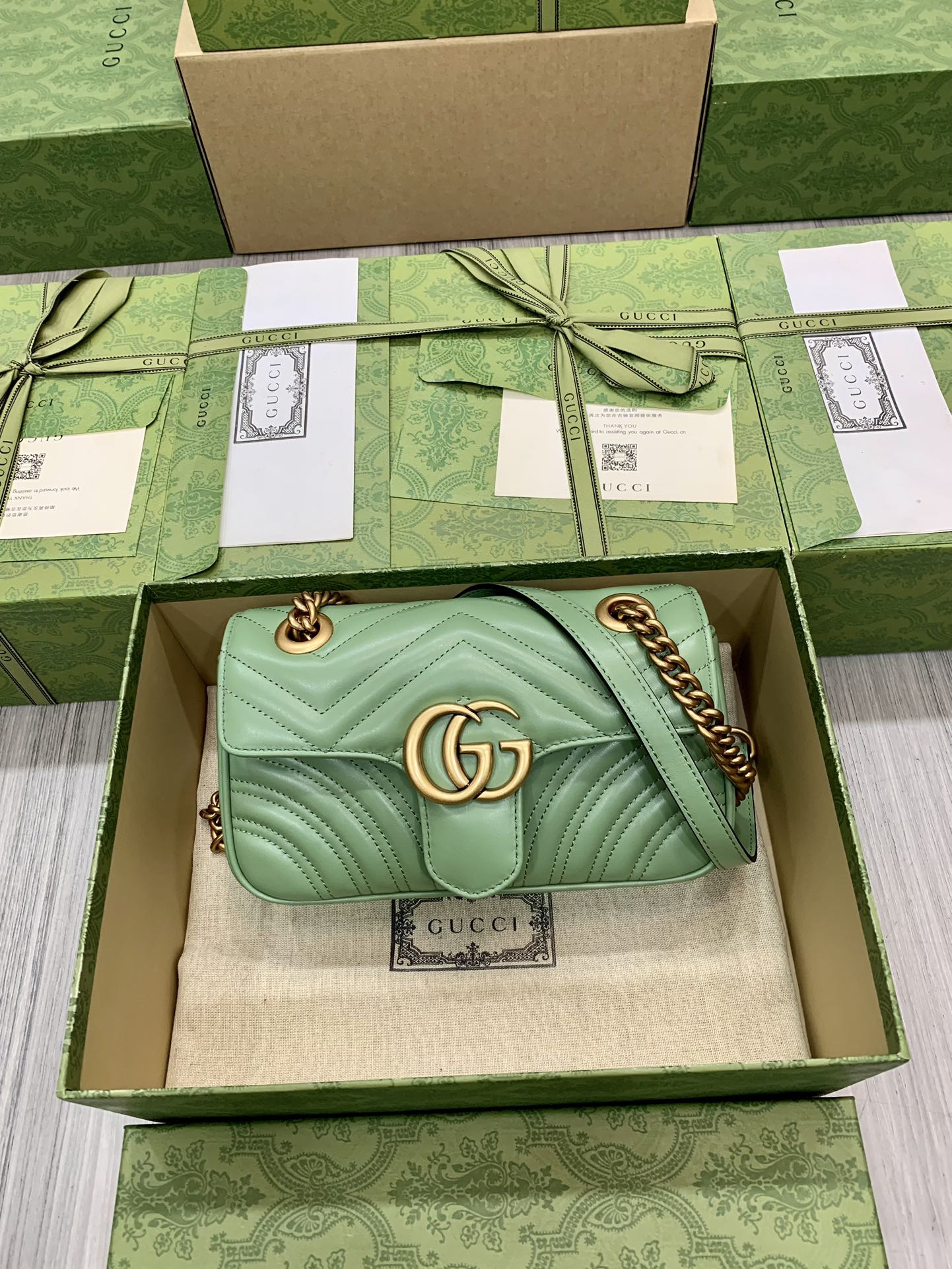 Top version Gucci GG Marmont chain bag Original factory leather