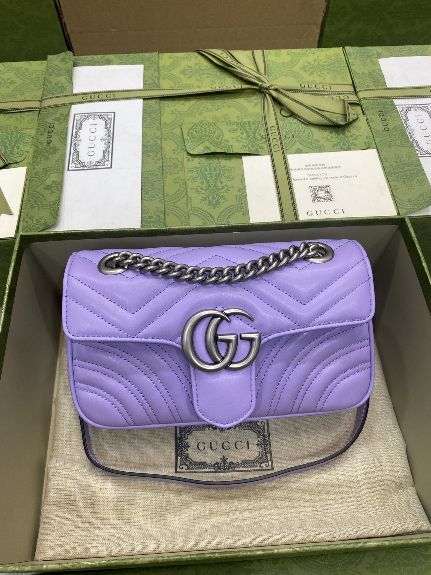 Top version Gucci GG Marmont chain bag Original factory leather