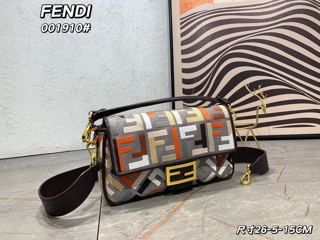 Fendi embroidered baguette bag