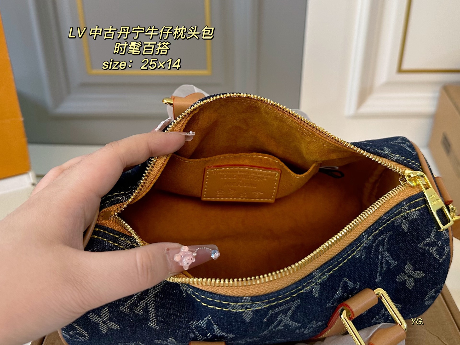Louis Vuitton speedy denim denim pillow bag