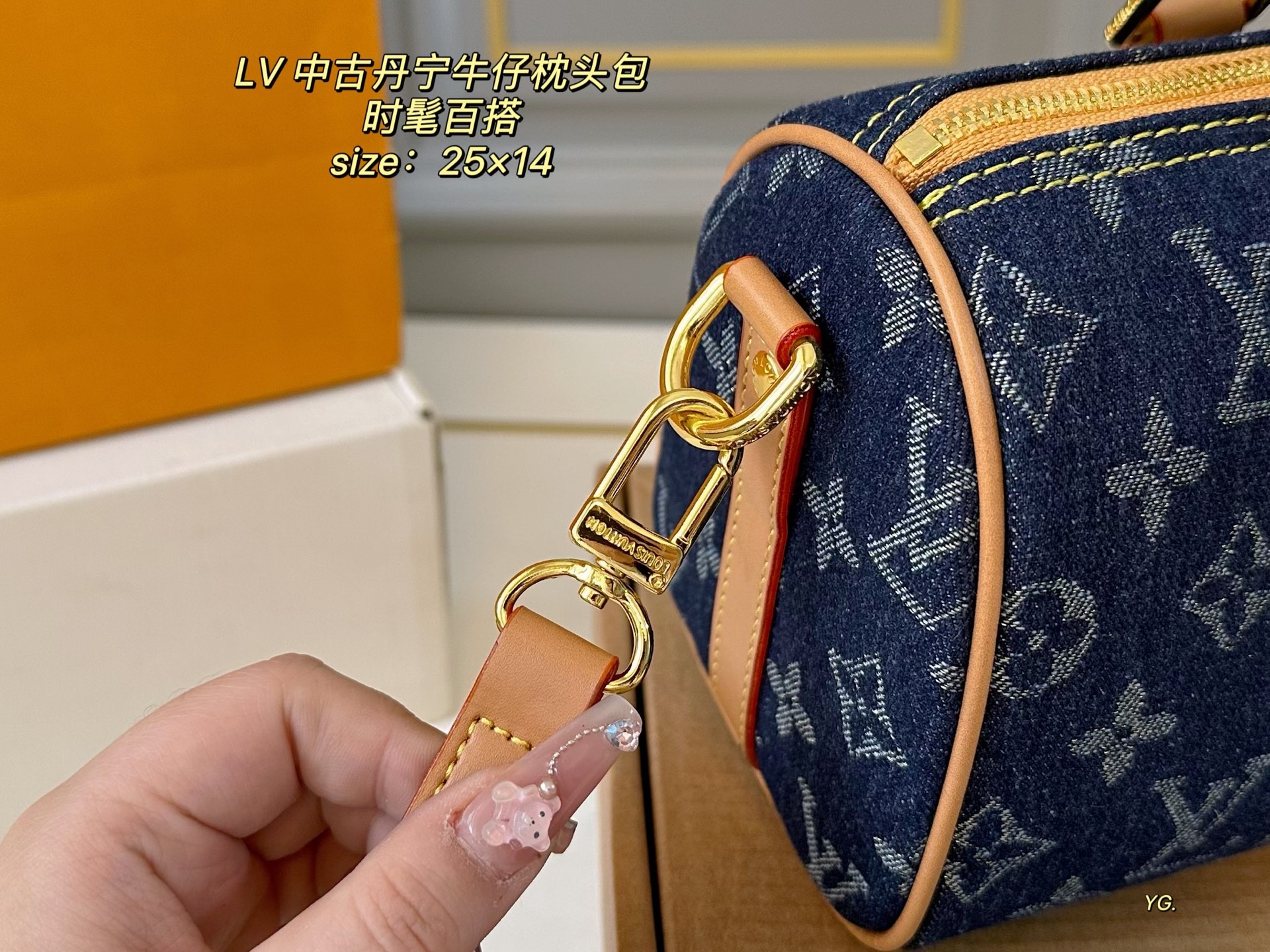 Louis Vuitton speedy denim denim pillow bag