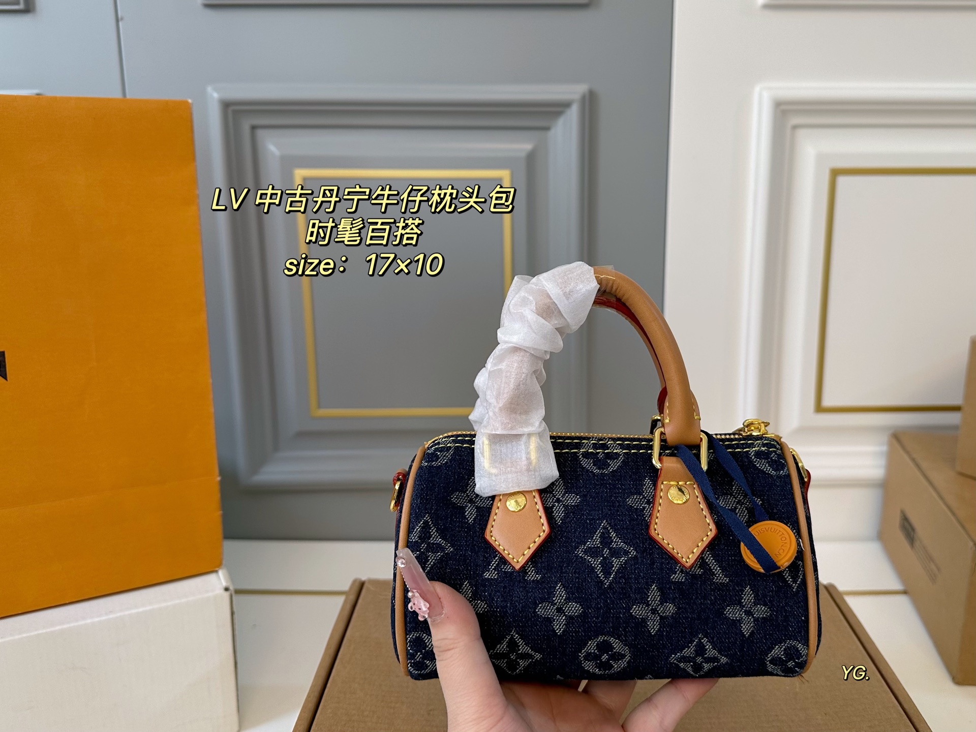 Louis Vuitton speedy denim denim pillow bag