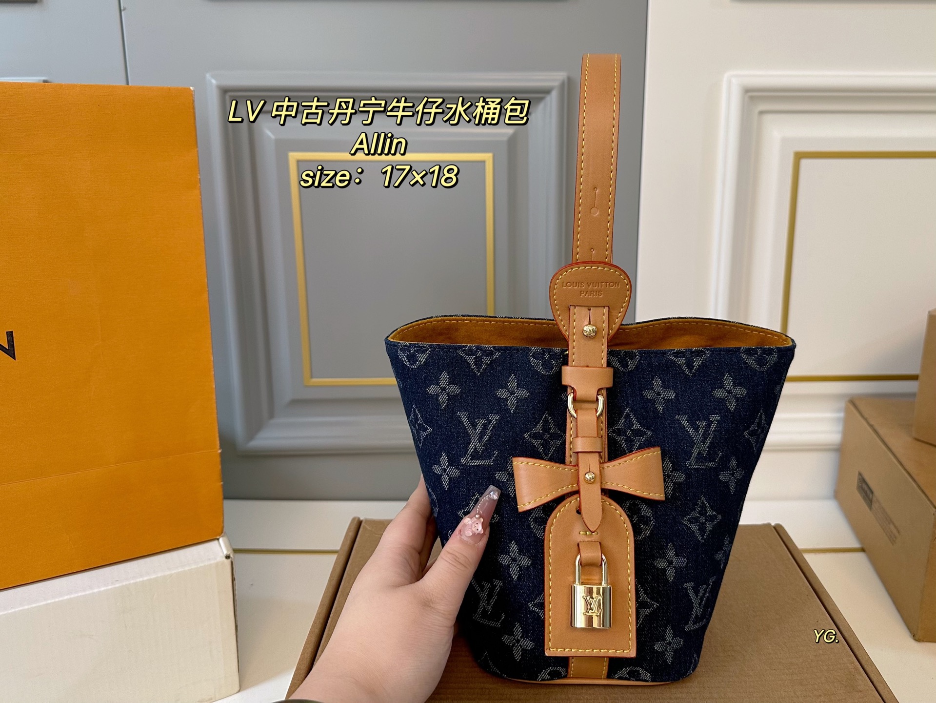 Louis Vuitton 25Allinbb Denim Denim Bucket Bag