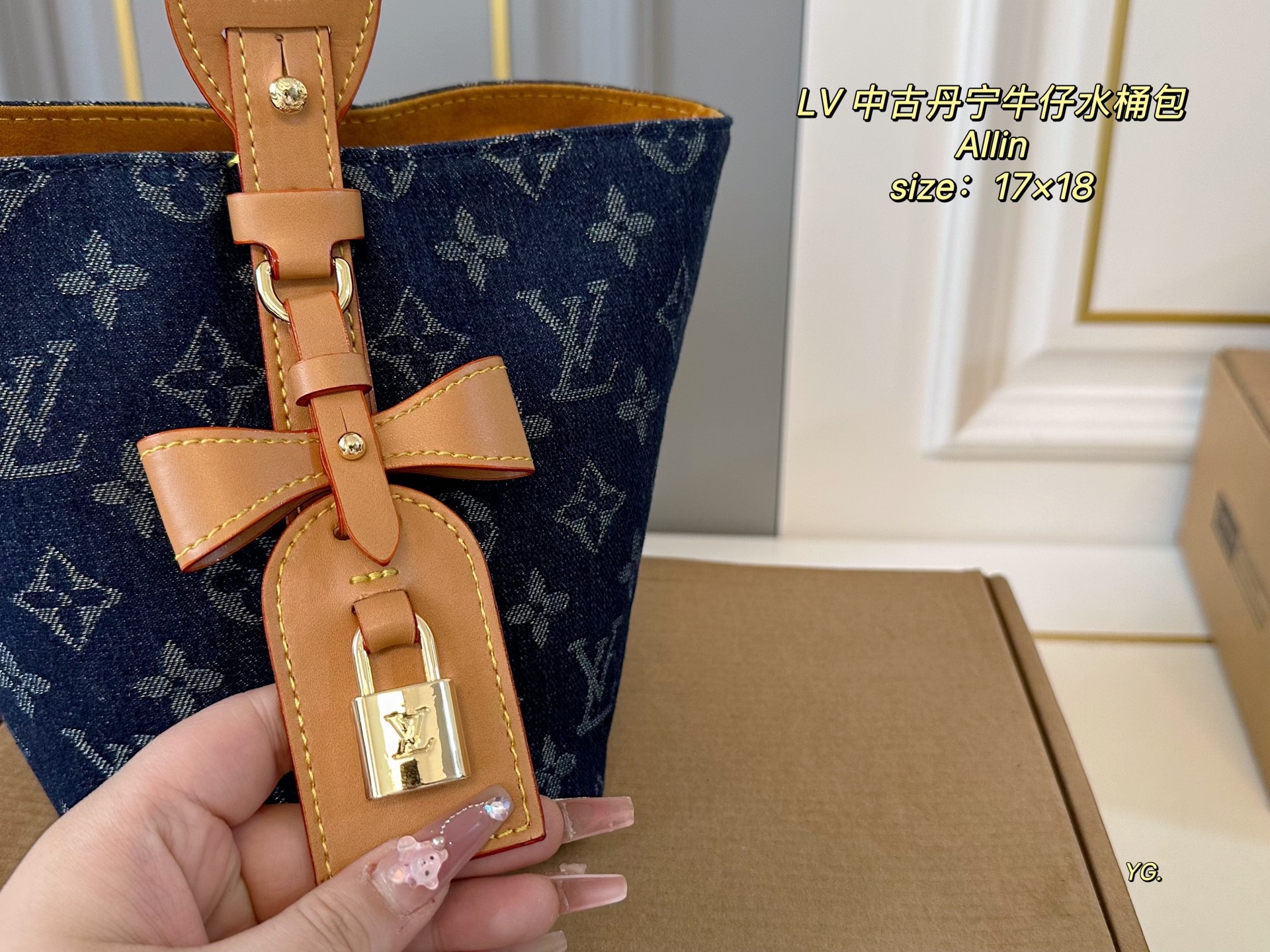 Louis Vuitton 25Allinbb Denim Denim Bucket Bag