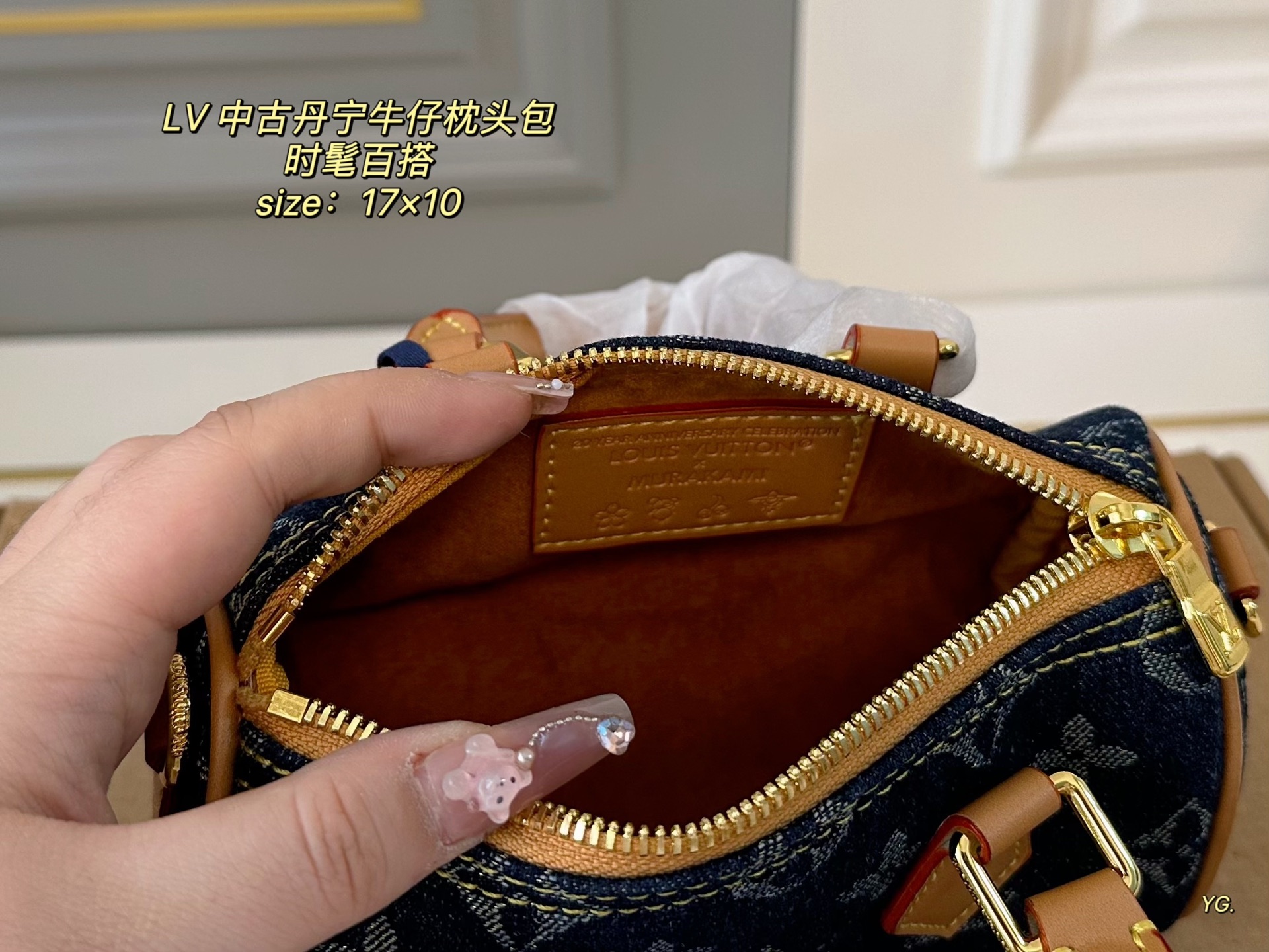 Louis Vuitton speedy denim denim pillow bag