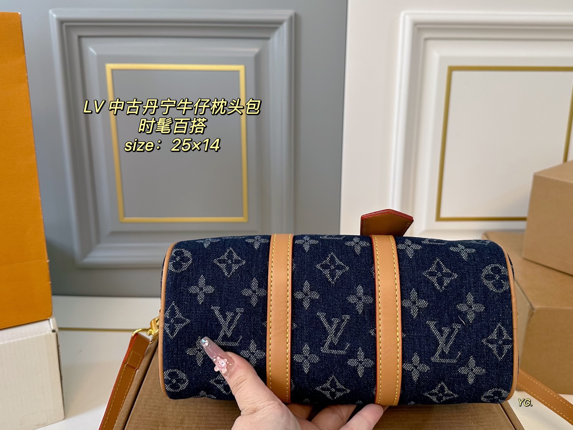Louis Vuitton speedy denim denim pillow bag