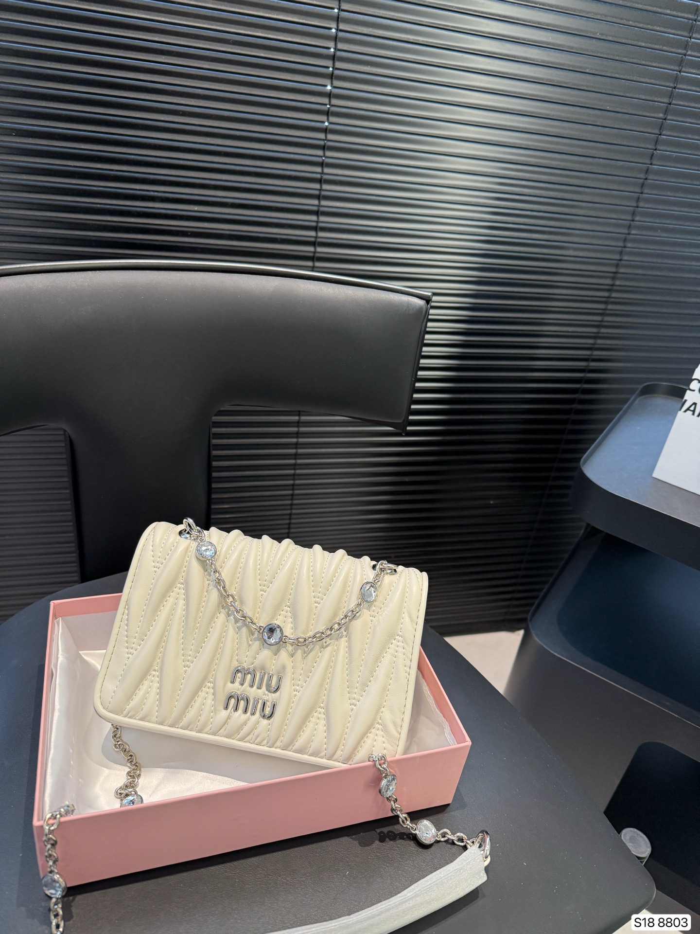 MIUMIU gem pleated chain bag
