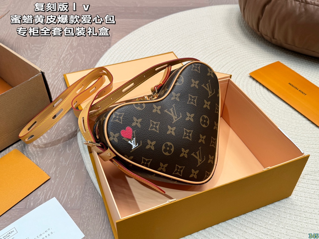 Beeswax yellow leather LV popular love bag