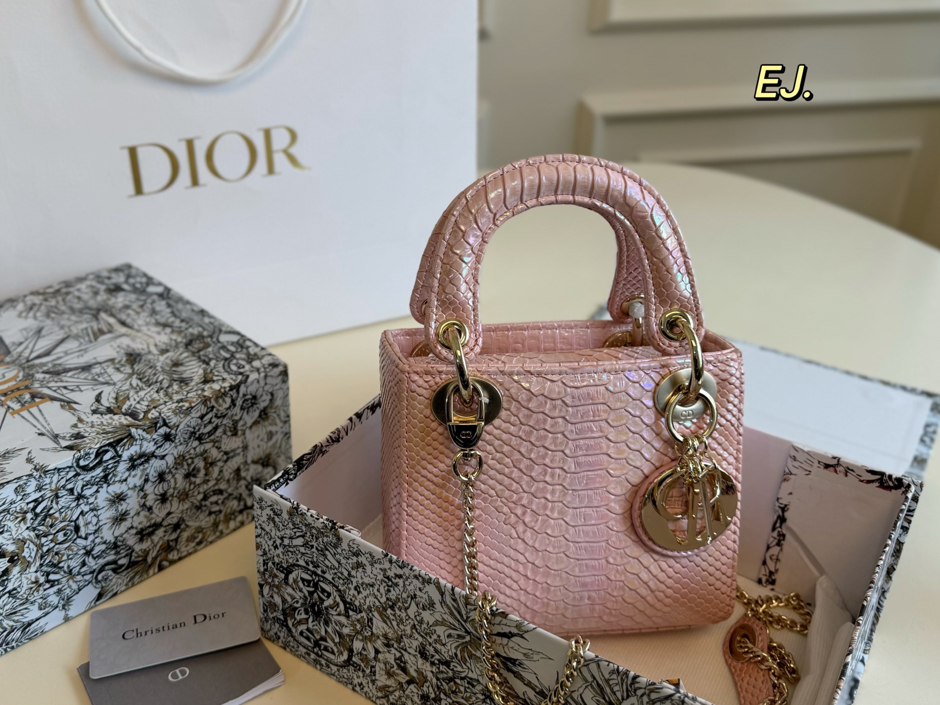Lady Dior snake print handbag