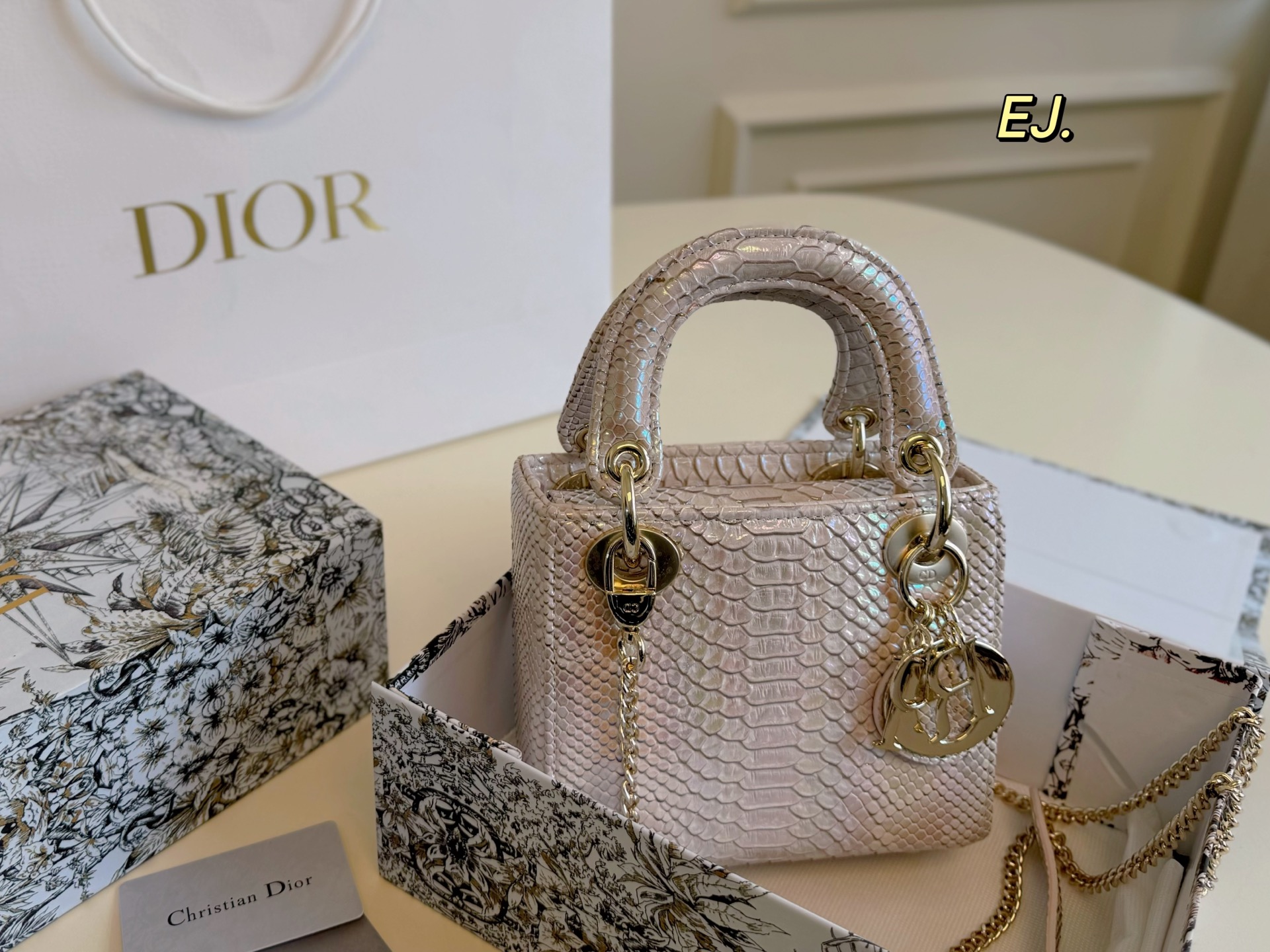 Lady Dior snake print handbag