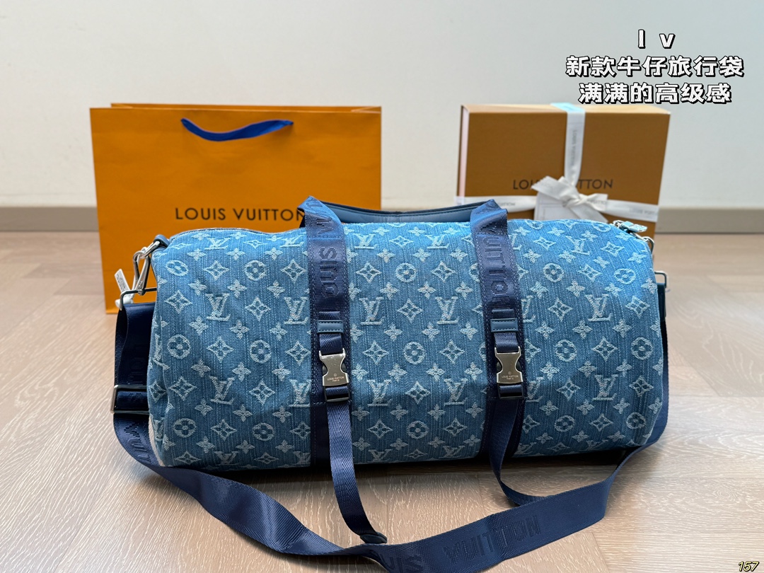 LV new denim travel bag