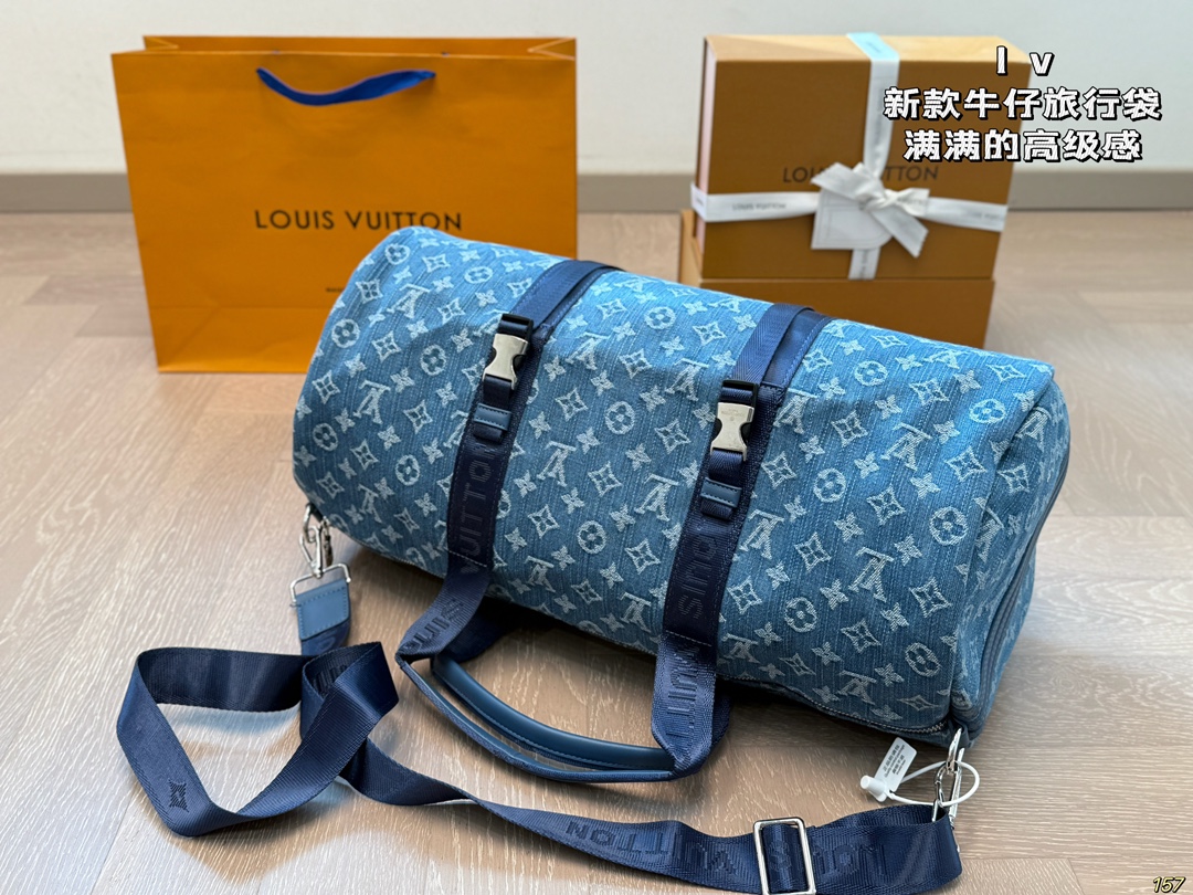 LV new denim travel bag