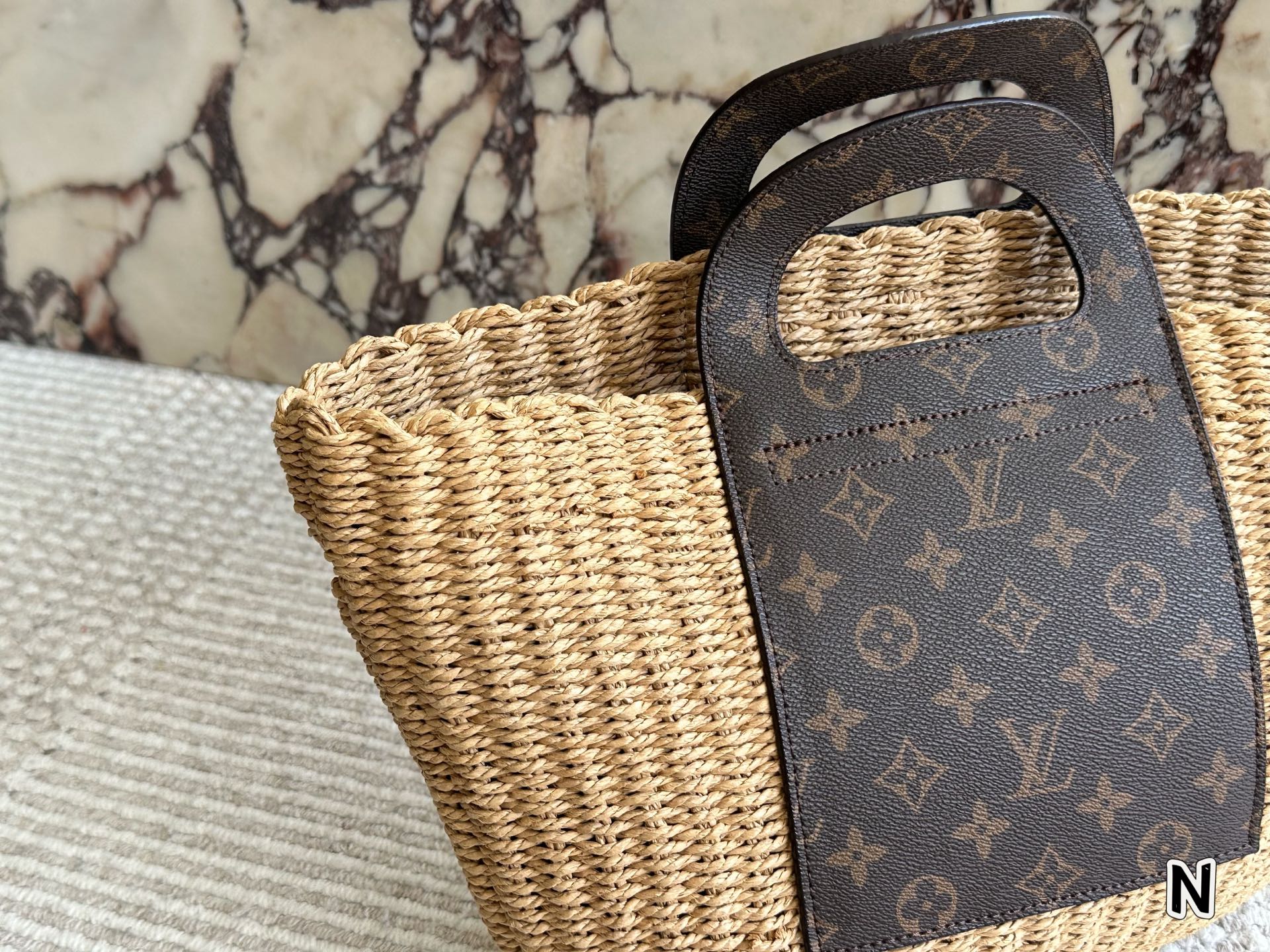 LV straw woven bag hand crossbody casual