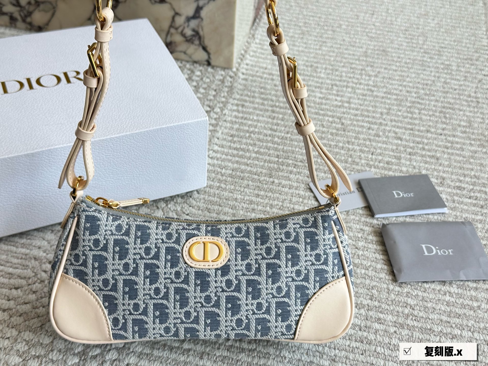 DIOR embroidered monogram baguette bag