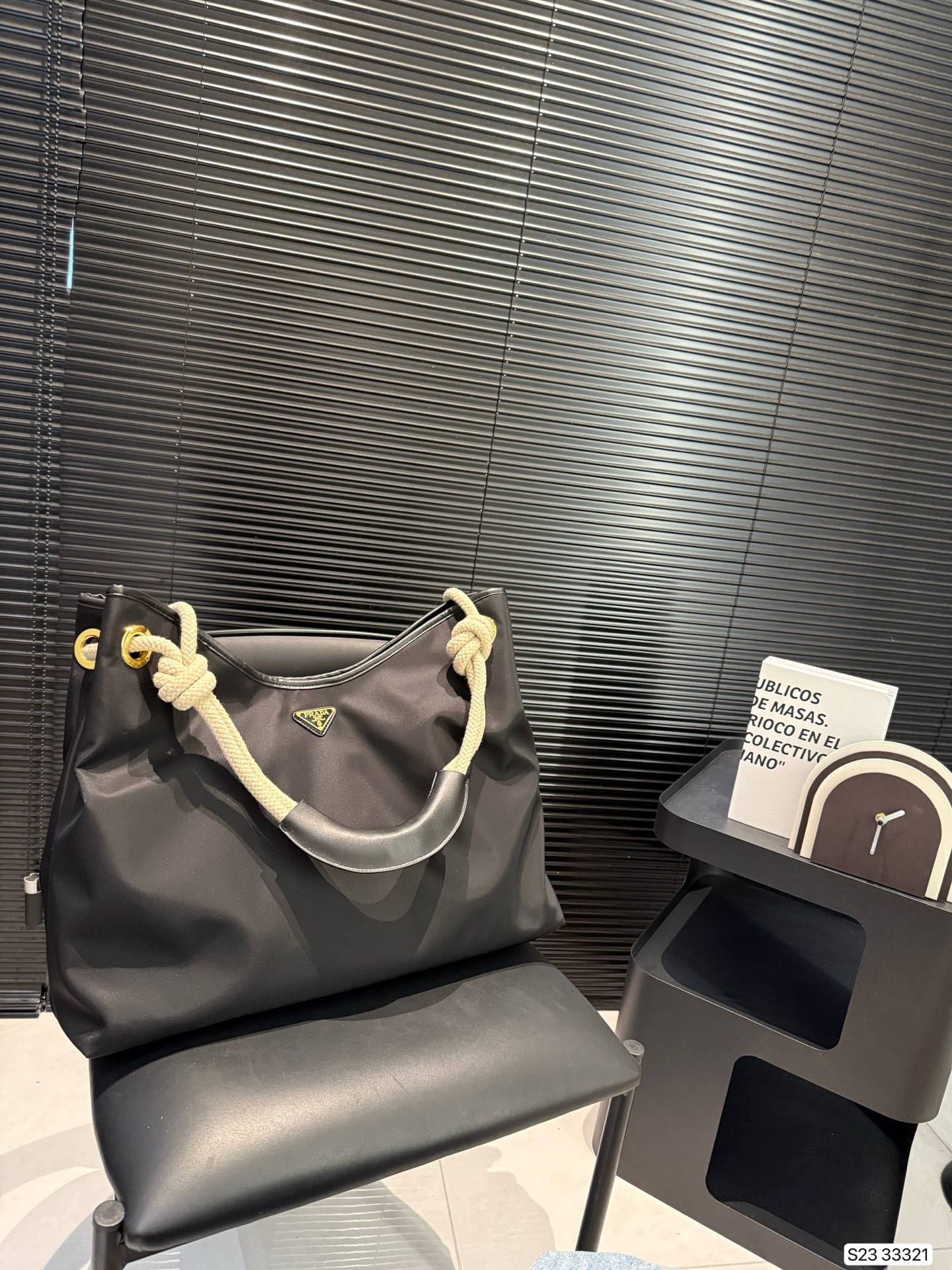 Prada triangle label shopping bag